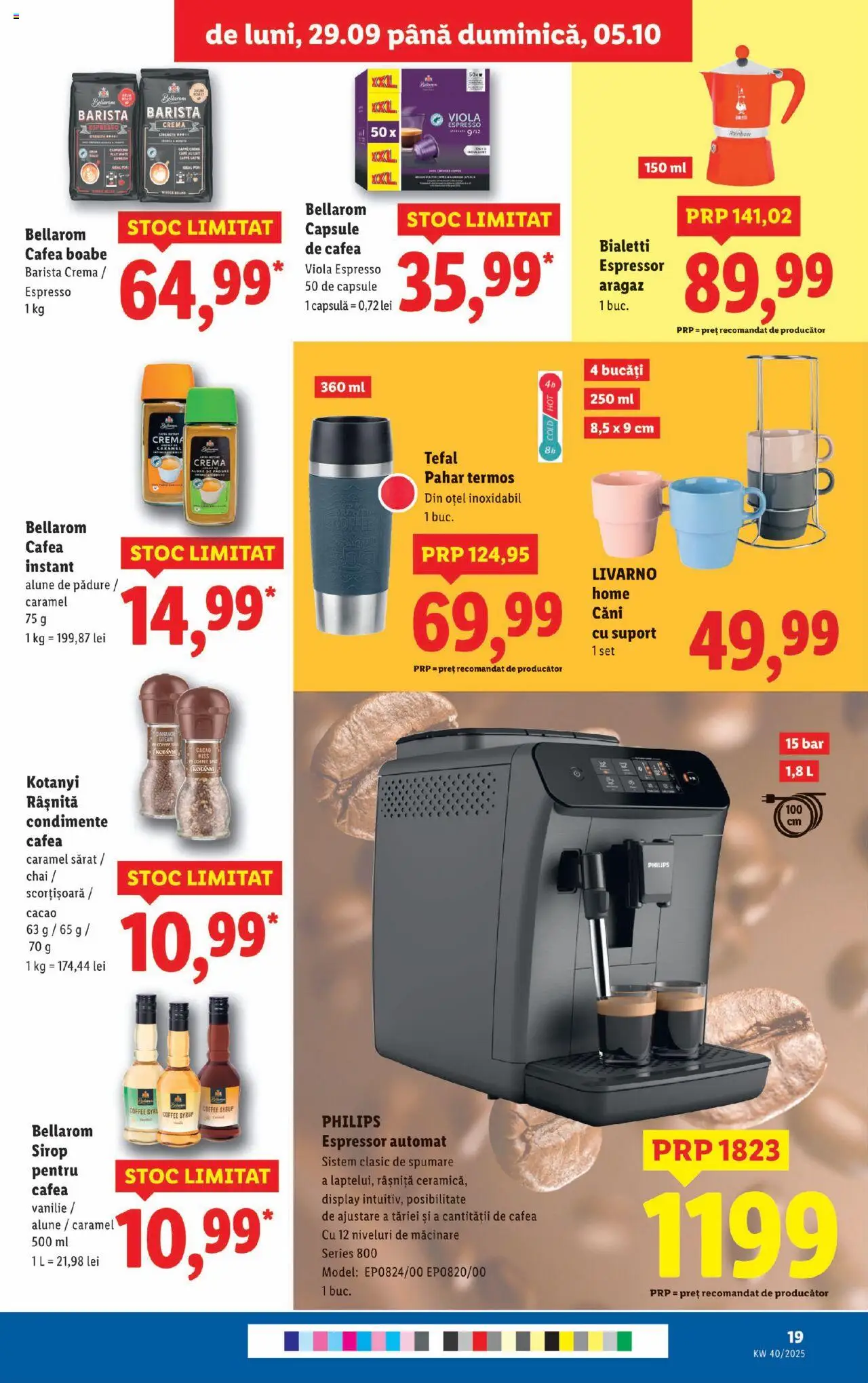 Noul catalog Lidl – valabil de la 29.09.2025 | Pagină: 19 | Produse: Espressor, Aragaz, Termos, Cacao