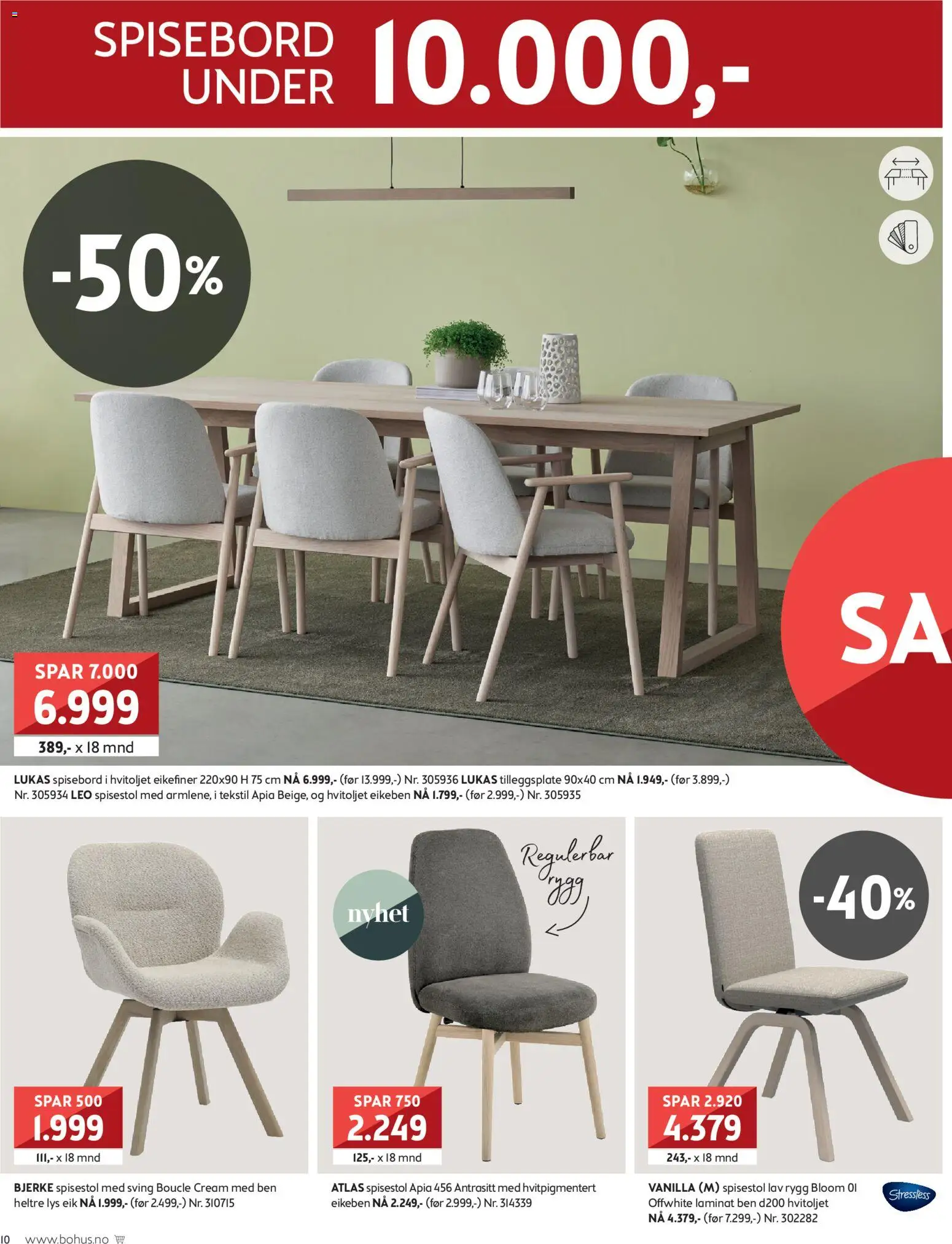 {H1} | Side: 10 | Produkter: Spisebord, Spisestol, Lys