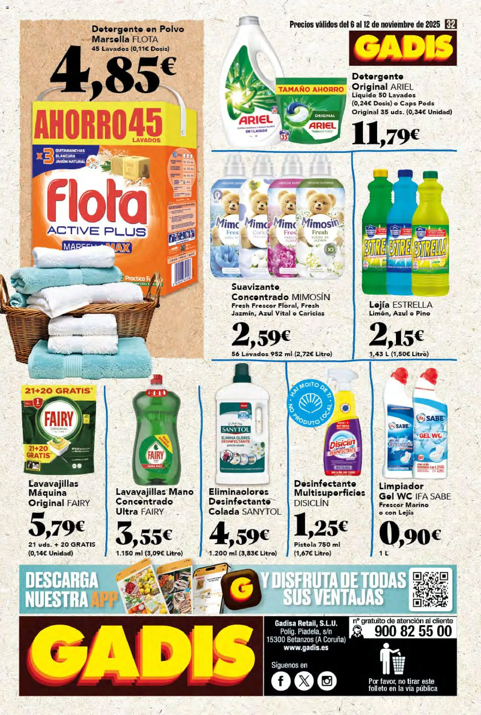 Gadis - folleto │ válido desde el 06.11.2025 | Página: 32 | Productos: Polvo, Detergente, Suavizante, Lavavajillas