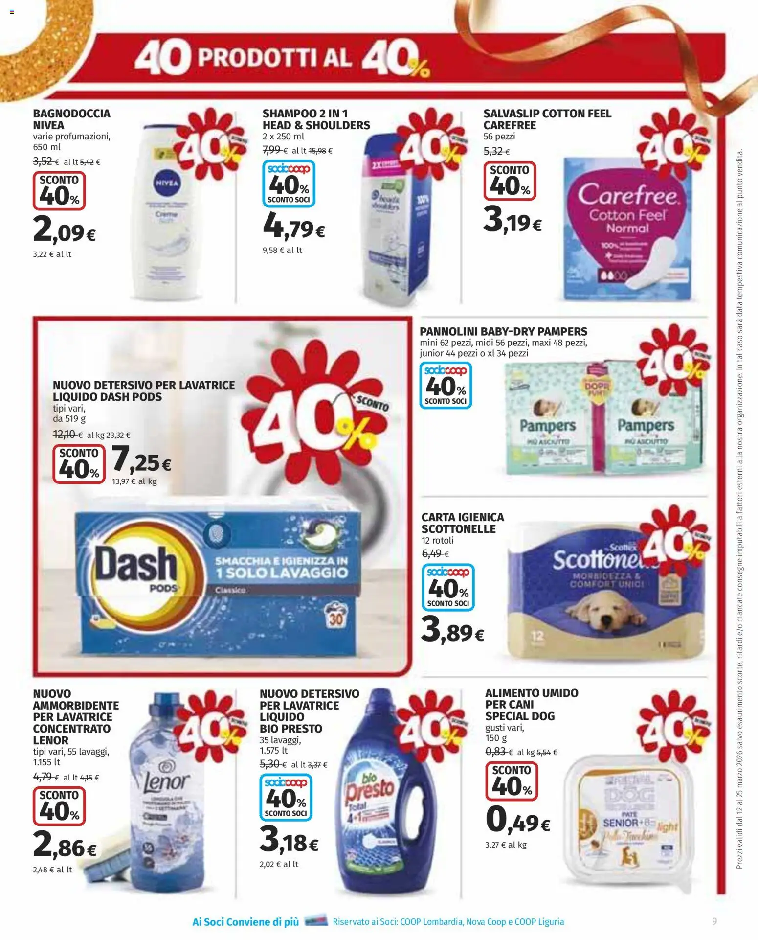 Volantino COOP del 12.03.2026 | Pagina: 9 | Prodotti: Shampoo, Carta igienica, Lavatrice, Pampers