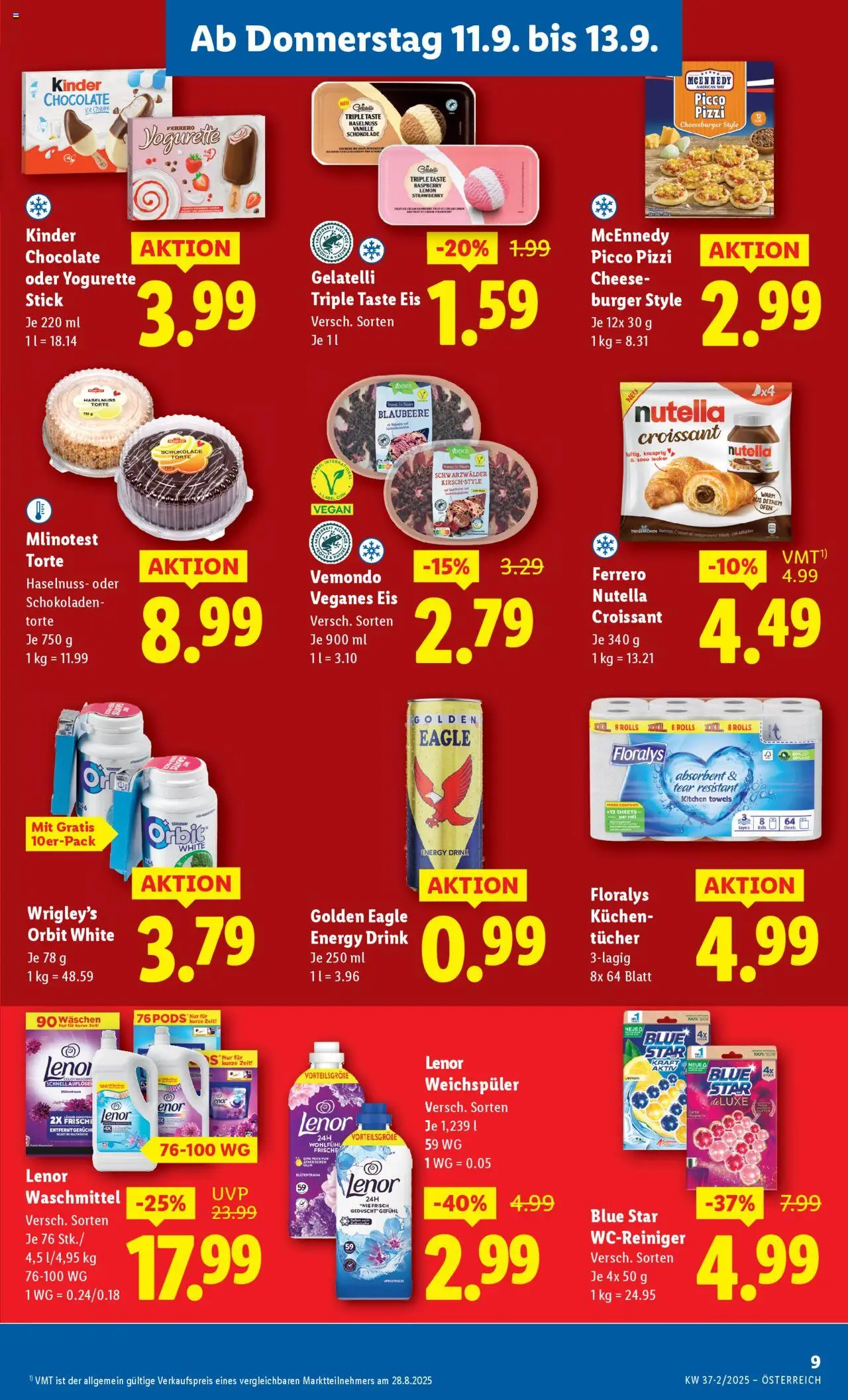 Lidl Flugblatt - Eisenstadt, Ebenfurth, Mattersburg gültig ab 11.09.2025 | Seite: 11 | Produkte: Eis, Schokolade, Weichspüler, Waschmittel