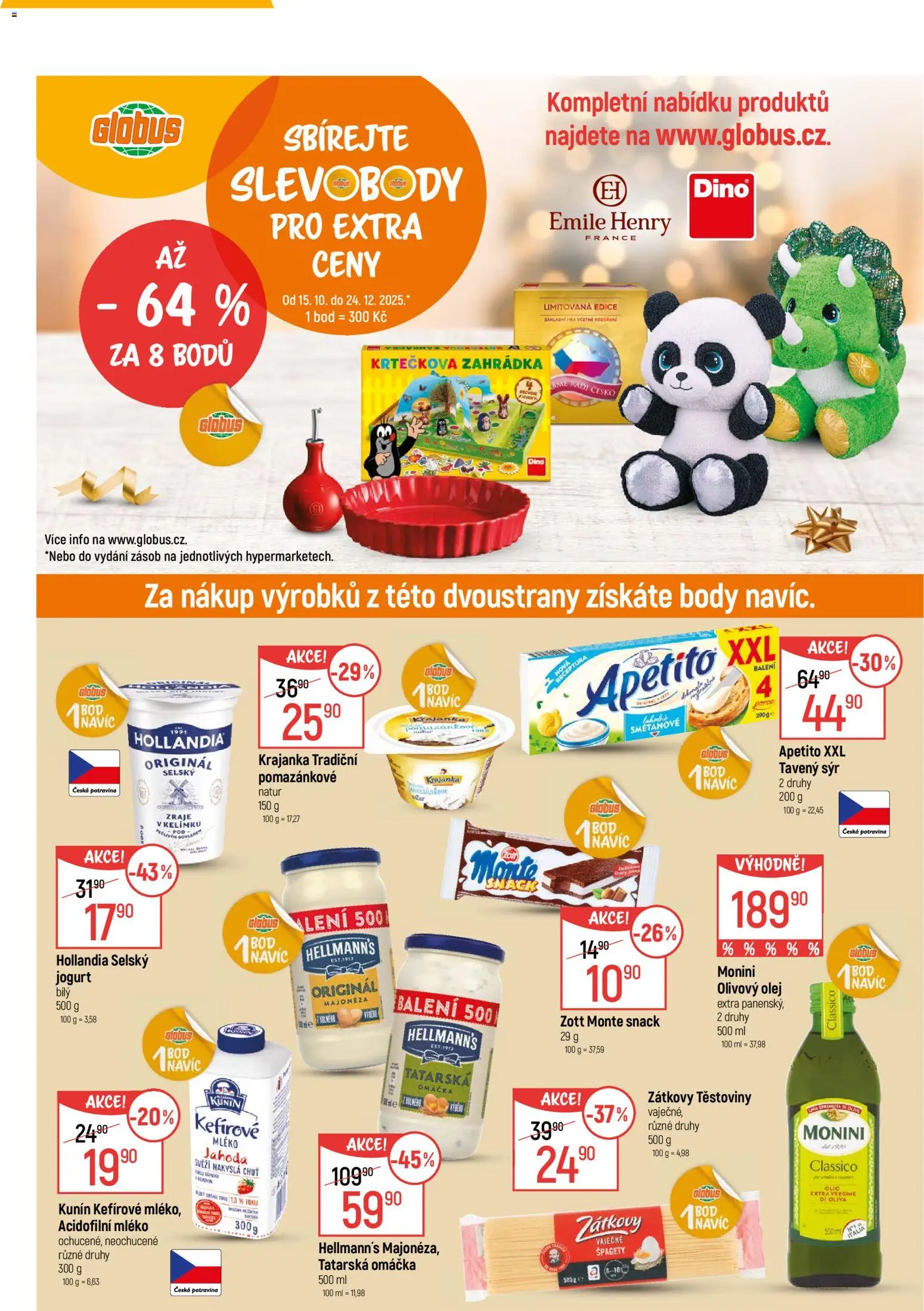 Globus leták - Opava od 15.10.2025 | Strana: 1 | Produkty: Sýr, Jogurt, Hellmann's, Majonéza