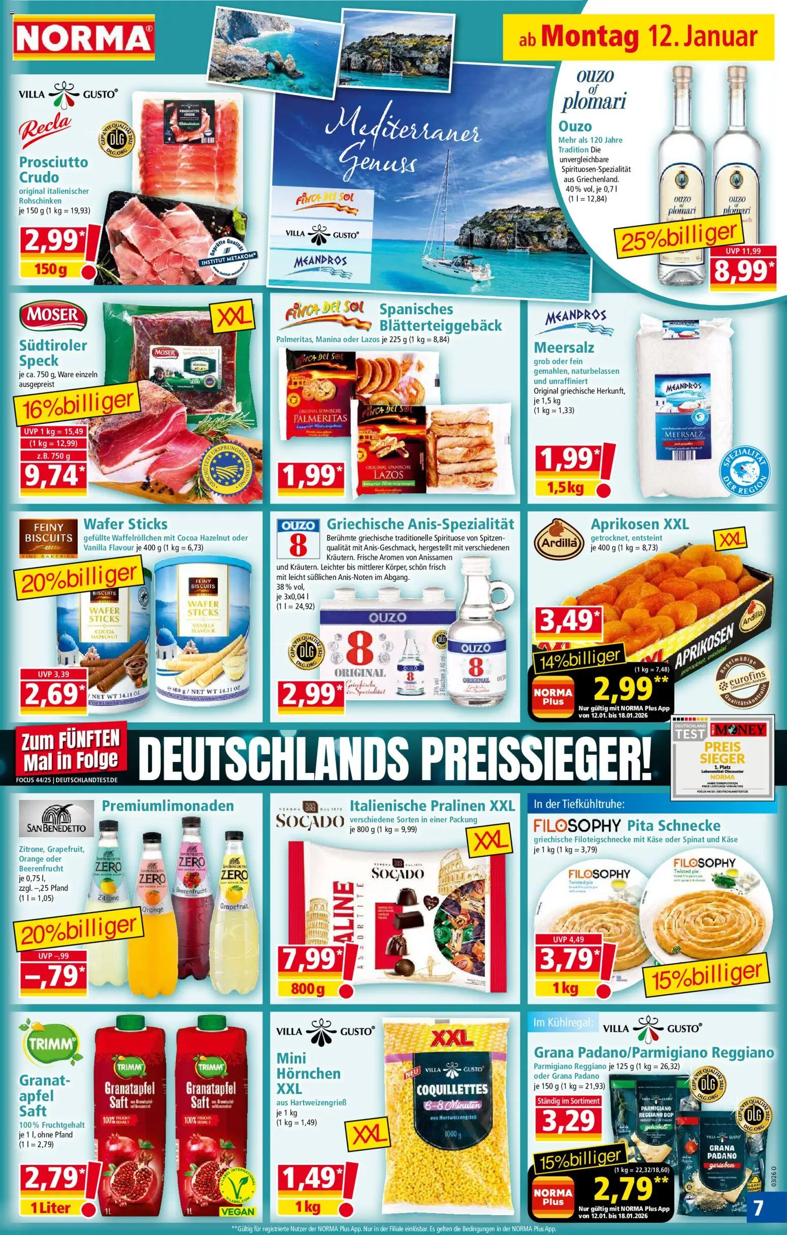 Norma Prospekt 	 – gültig ab 12.01.2026 | Seite: 7 | Produkte: Ouzo, Käse, Zitrone, Saft