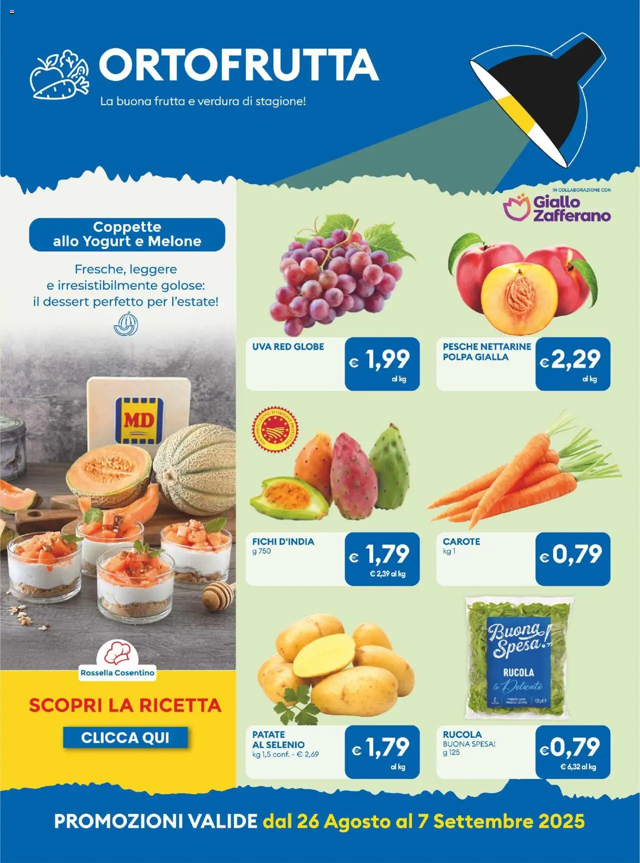 Volantino MD Discount del 26.08.2025 | Pagina: 10 | Prodotti: Yogurt, Patate, Carote, Melone