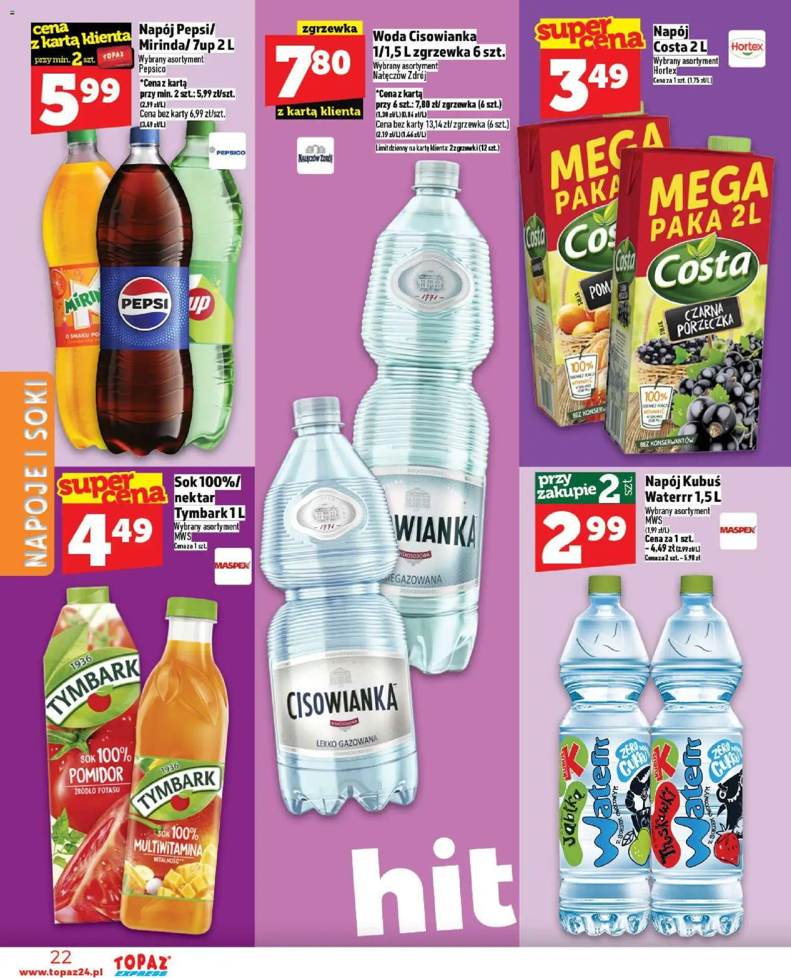 Topaz Gazetka - Express od 30.10.2025 | Strona: 22 | Produkty: Napoje, Pepsi, Soki, Sok