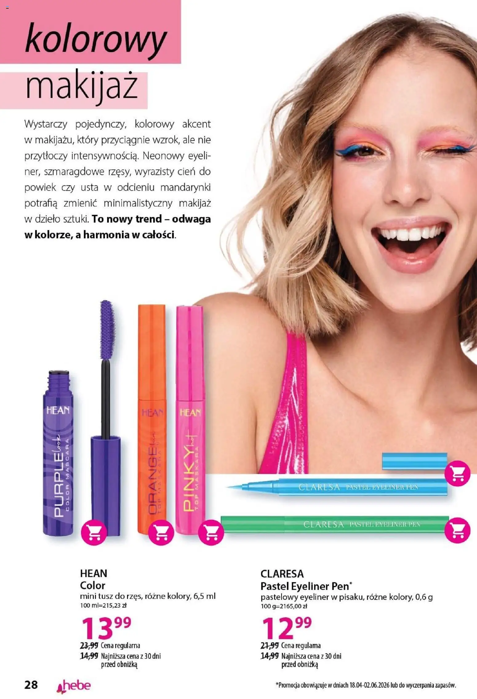 Hebe gazetka - Katalog od 18.04.2026 | Strona: 28 | Produkty: Top, Makijaż, Eyeliner, Mandarynki