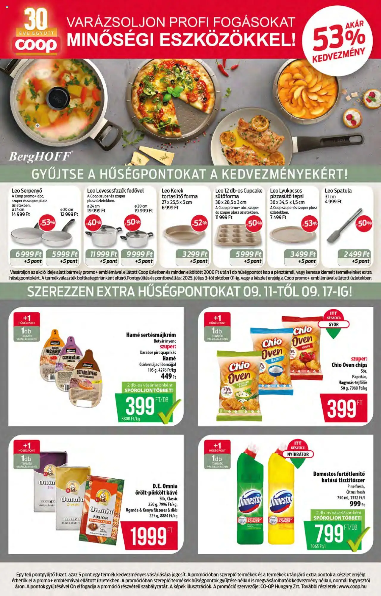 COOP akciós ujság - amely érvényes a következő dátumtól: 11.09.2025 | Oldal: 6 | Termékek: Chips, Sütőforma, Serpenyő, Kávé
