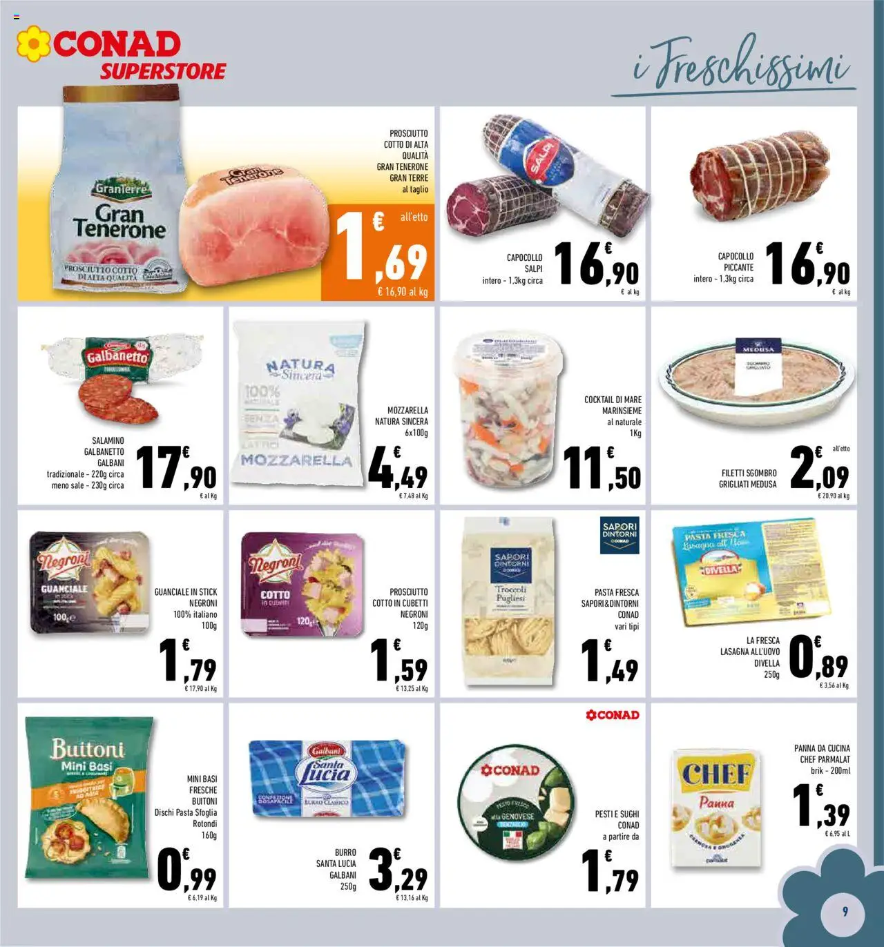 Volantino Conad del 13.08.2025 | Pagina: 9 | Prodotti: Panna, Burro, Pasta, Pesto