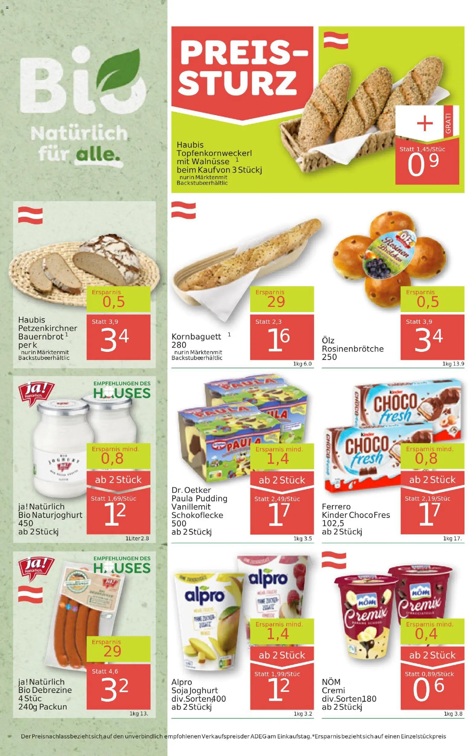 ADEG Flugblatt gültig ab 30.10.2025 | Seite: 2 | Produkte: Rosinen, Joghurt