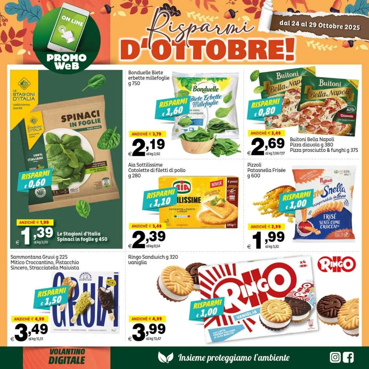 Volantino Elite Supermercati del 24.10.2025 | Pagina: 4 | Prodotti: Pizza, Pollo, Prosciutto, Funghi