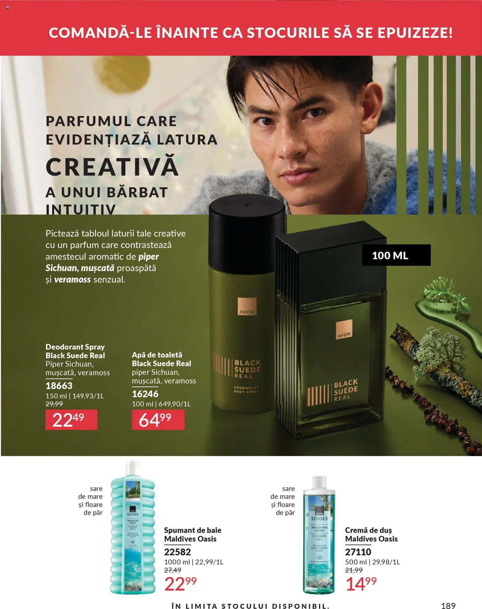 Noul catalog Avon – valabil de la 01.12.2025 | Pagină: 189 | Produse: Duș, Parfum, Deodorant, Piper