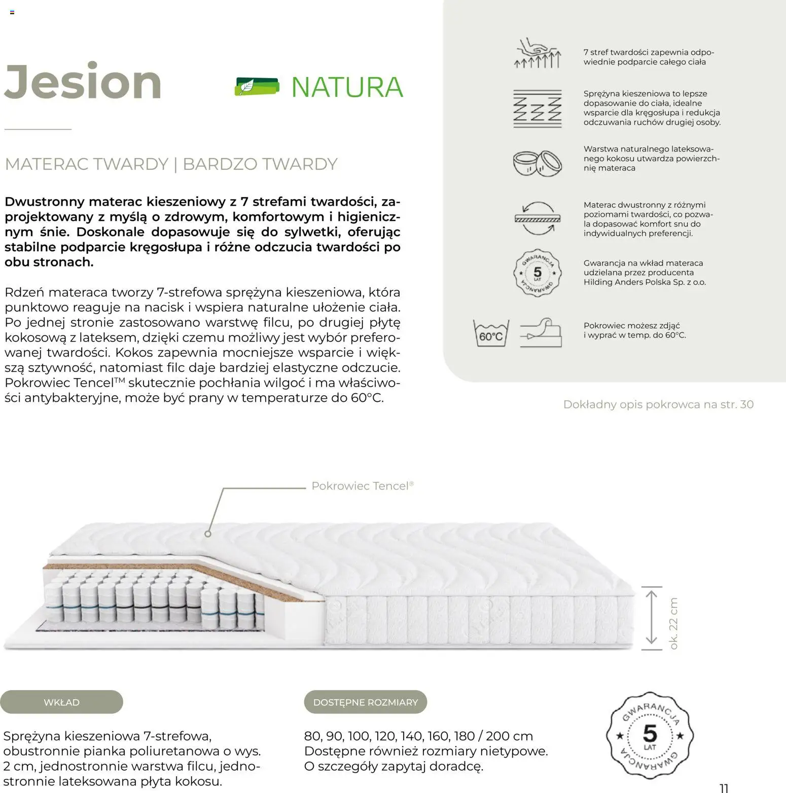 Salony Agata Gazetka - Natura od 27.01.2026 | Strona: 11 | Produkty: Materac