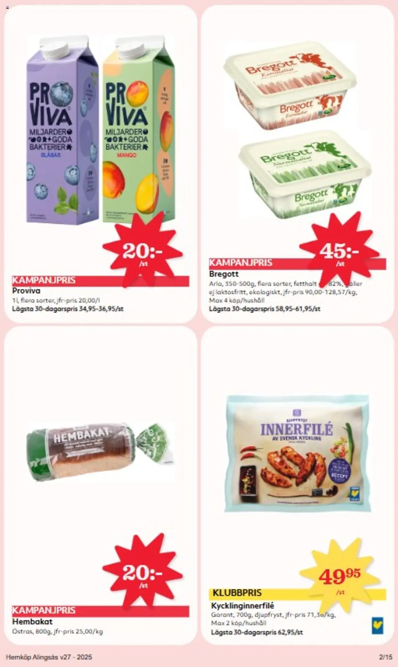 Hemköp reklamblad aktuell från 30.06.2025 | Sida: 2 | Produkter: Bregott, Mango, Blåbär