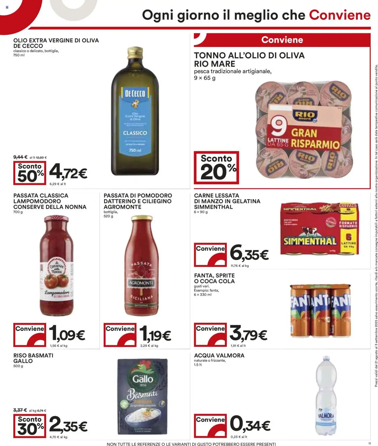 Volantino COOP del 21.08.2025 | Pagina: 11 | Prodotti: Manzo, Pomodoro, Olio, Coca Cola