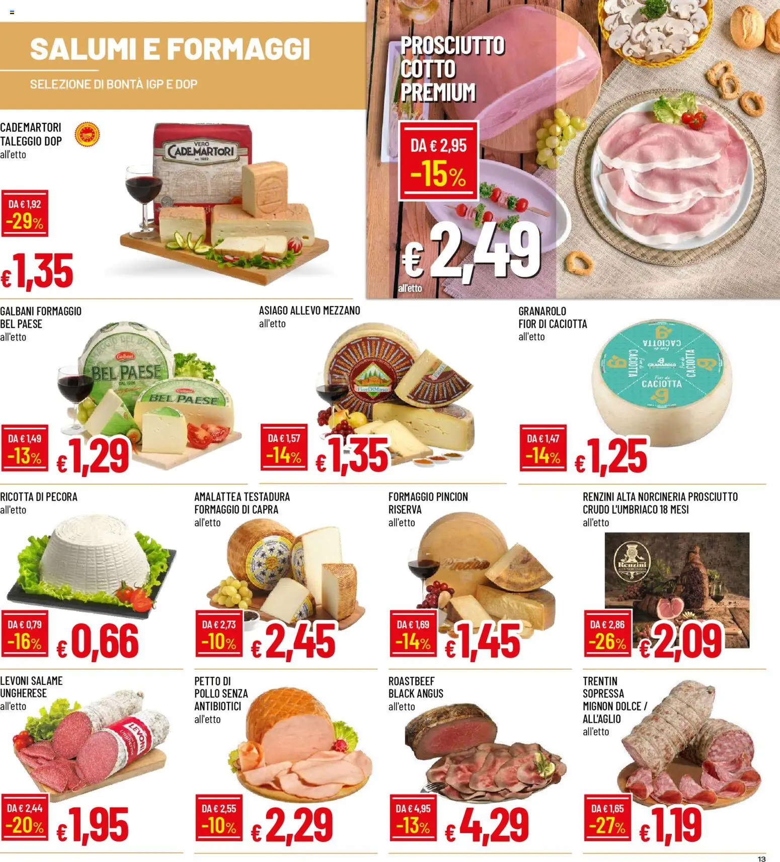 Volantino Galassia del 13.11.2025 | Pagina: 13 | Prodotti: Prosciutto Cotto, Pollo, Formaggio, Ricotta