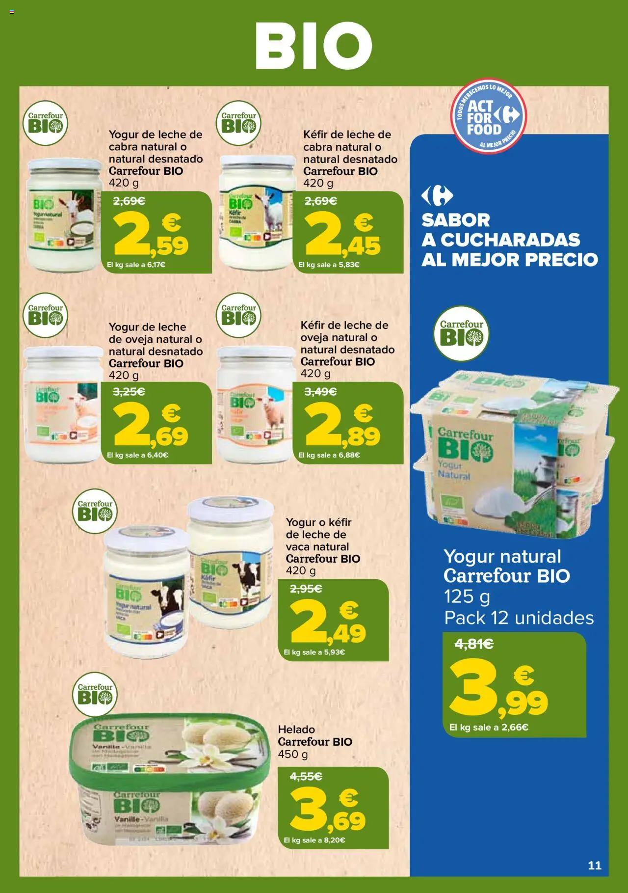 Carrefour - Bio │ válido desde el 26.09.2025 | Página: 11 | Productos: Leche, Yogur, Helado