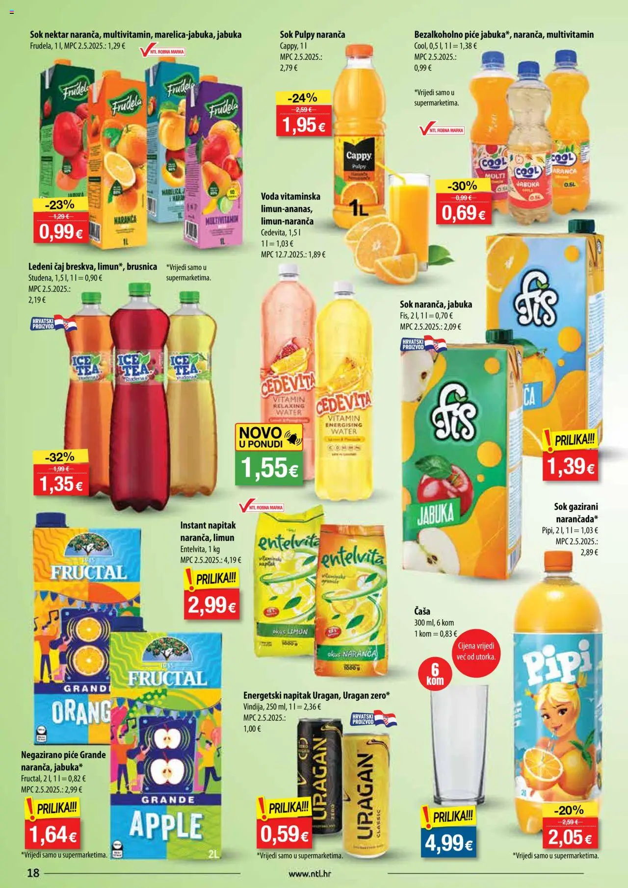 NTL katalog | vrijedi od 06.08.2025 | Stranica: 18 | Proizvodi: Ledeni čaj, Voda, Brusnica, Jabuka