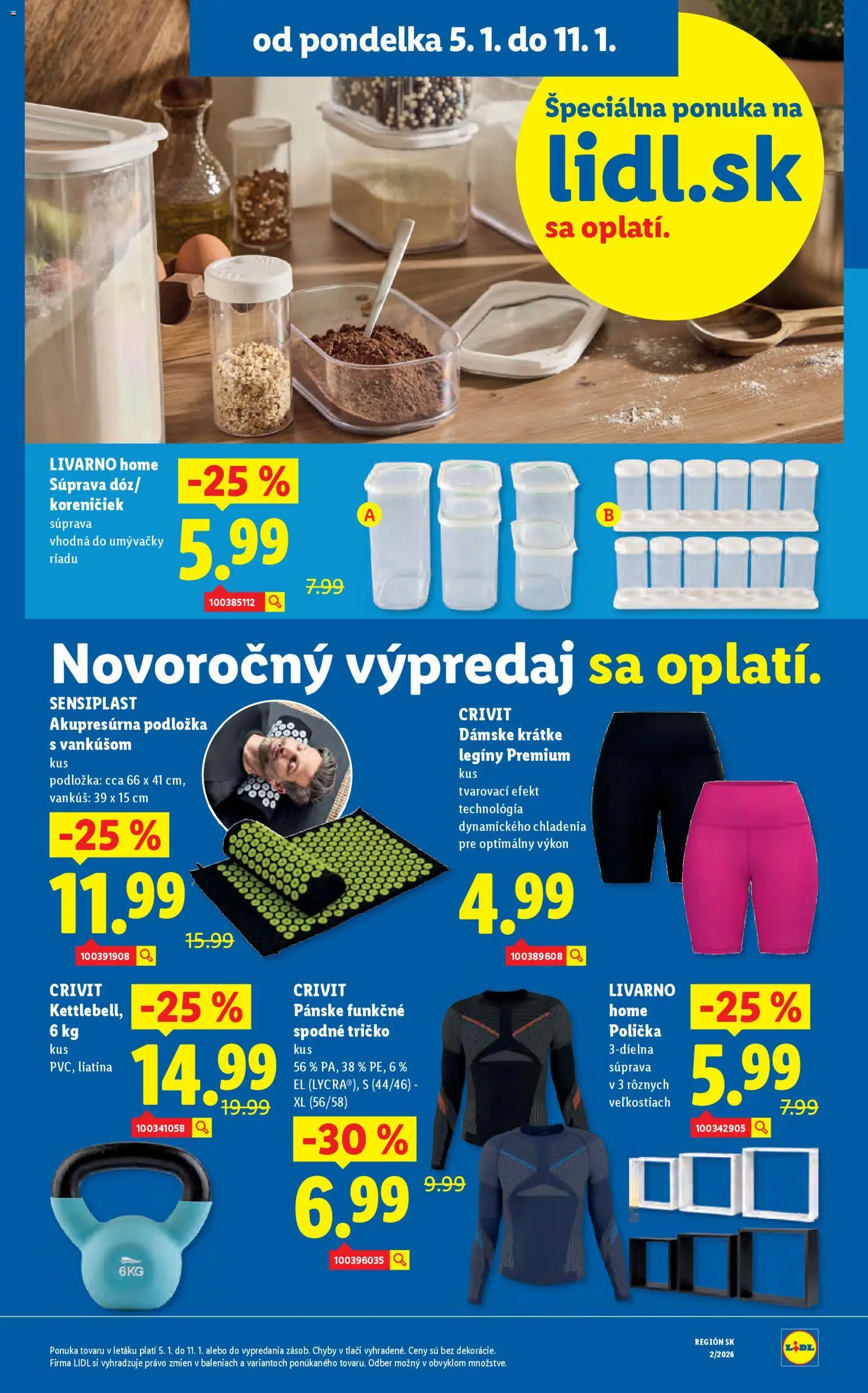 Nové Lidl akcie – leták je platný od 05.01.2026 | Strana: 49 | Produkty: Vankúš, Tričko, Legíny