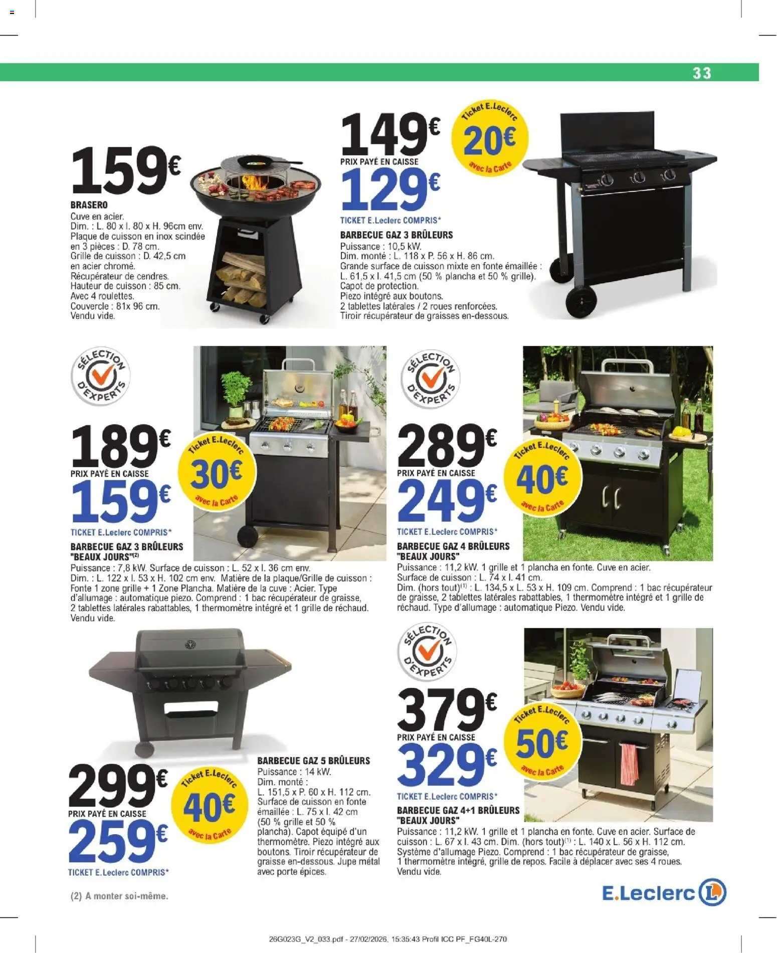 {H1} | Page: 33 | Produits: Plancha, Brasero, Thermomètre, Porte