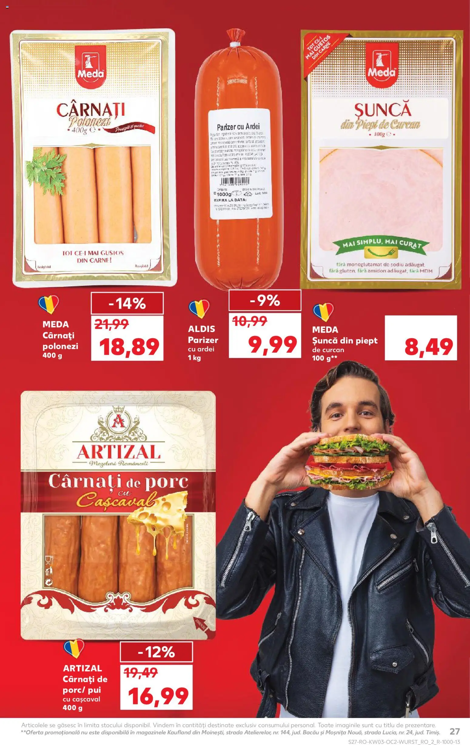 Noul catalog Kaufland – valabil de la 14.01.2026 | Pagină: 27 | Produse: Hacıyatmaz Kedi Oyuncağı, Cașcaval, Șuncă, Cârnați