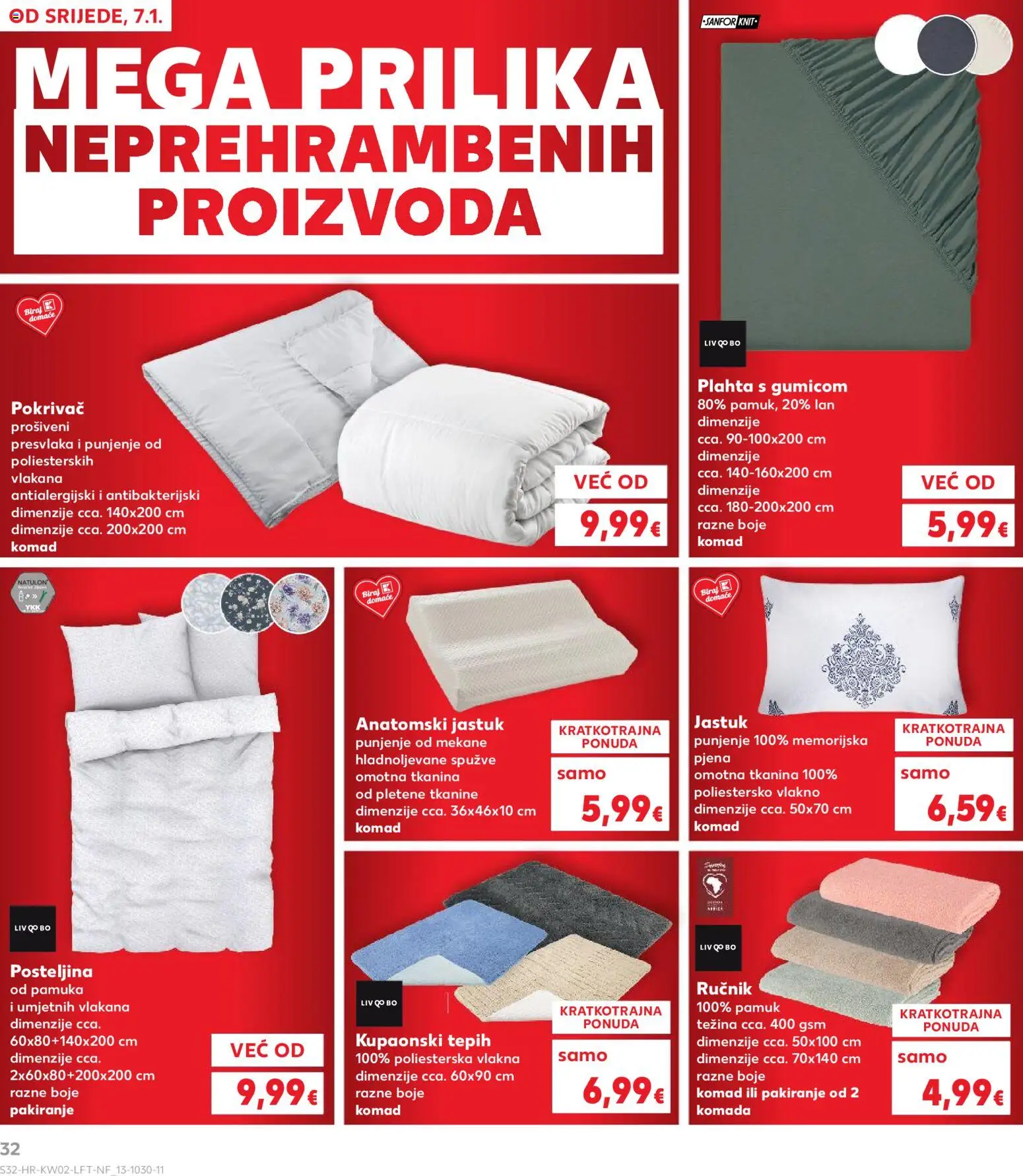 Kaufland katalog | vrijedi od 07.01.2026 | Stranica: 32 | Proizvodi: Jastuk, Pokrivač, Plahta, Posteljina