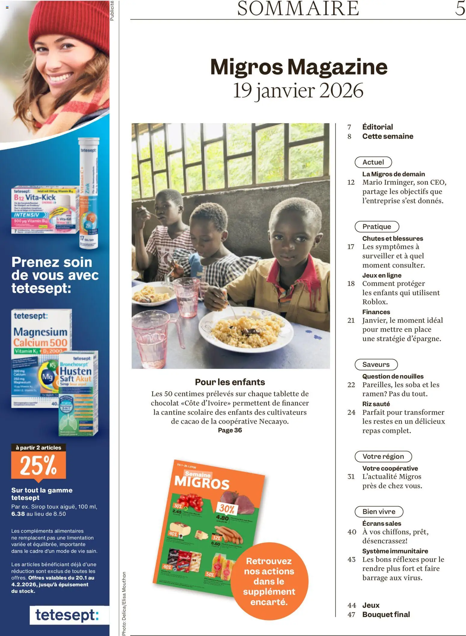 Migros Magazin FR – gültig ab 19.01.2026 | Seite: 5 | Produkte: Sirup, Saft, Tablette