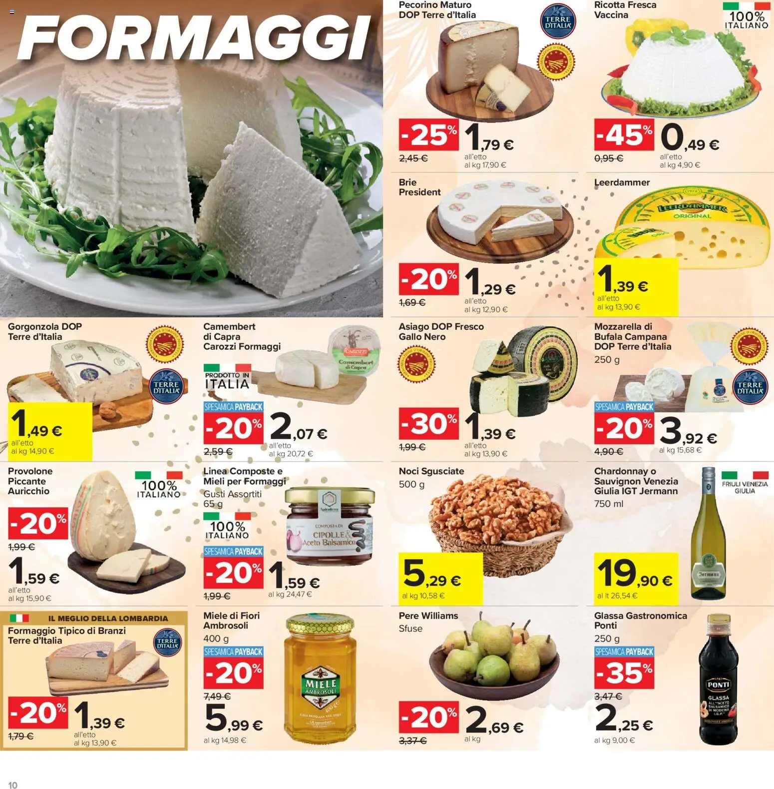 Volantino Carrefour del 24.03.2026 | Pagina: 10 | Prodotti: Formaggio, Aceto, Glassa, Pecorino