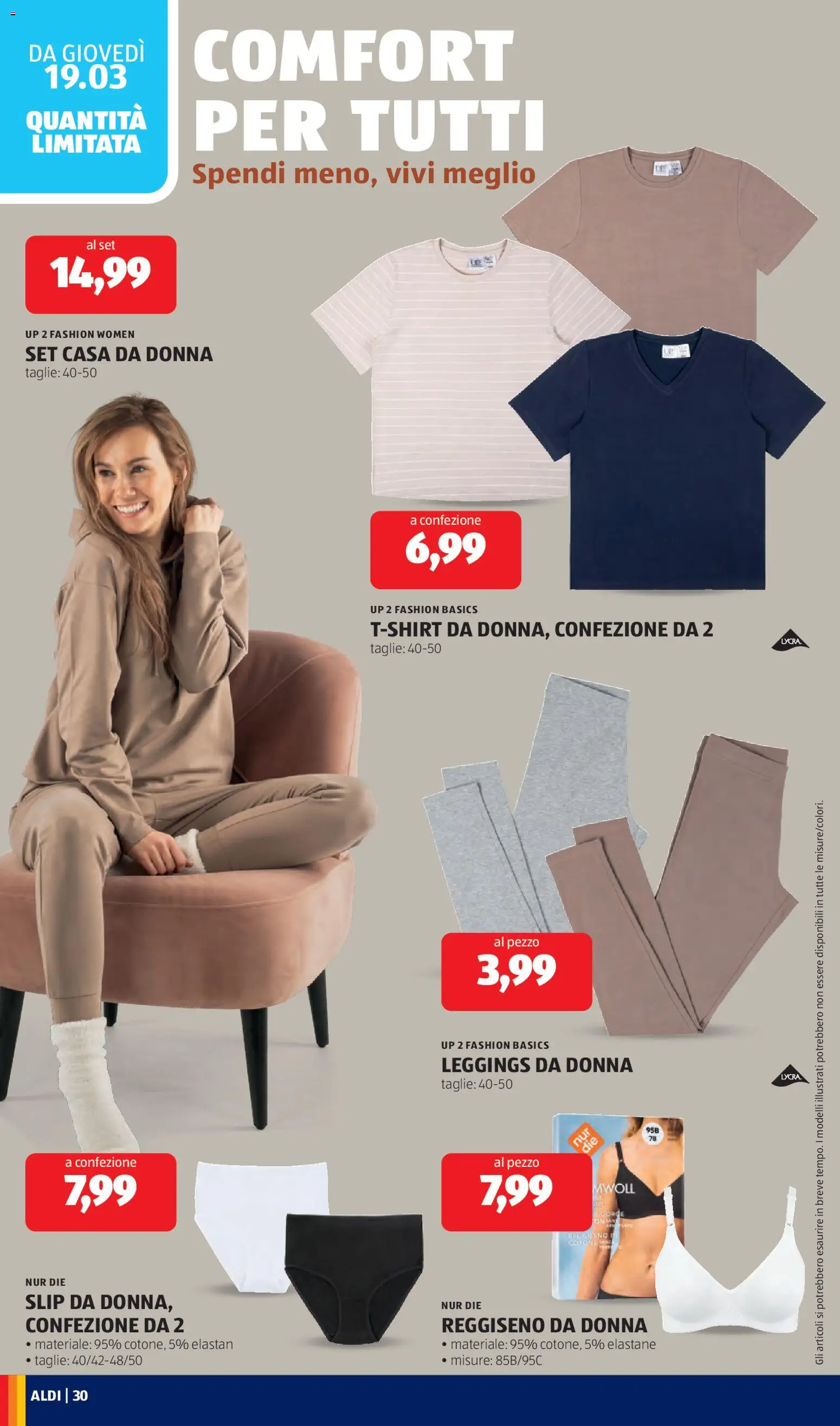 Volantino Aldi del 16.03.2026 | Pagina: 30 | Prodotti: Reggiseno, Leggings, Slip, T-shirt