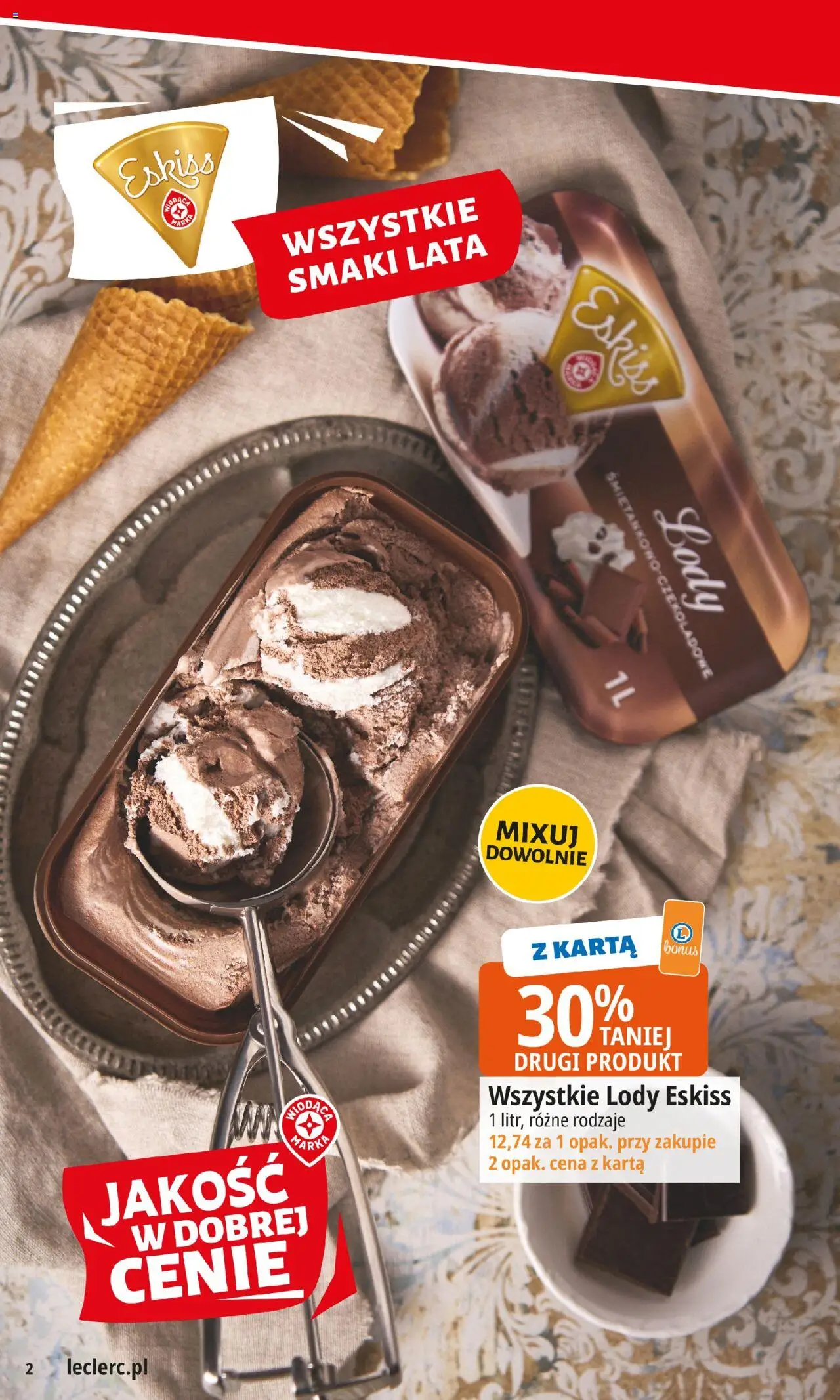 E.Leclerc Gazetka od 11.08.2025 | Strona: 2 | Produkty: Karta, Lody