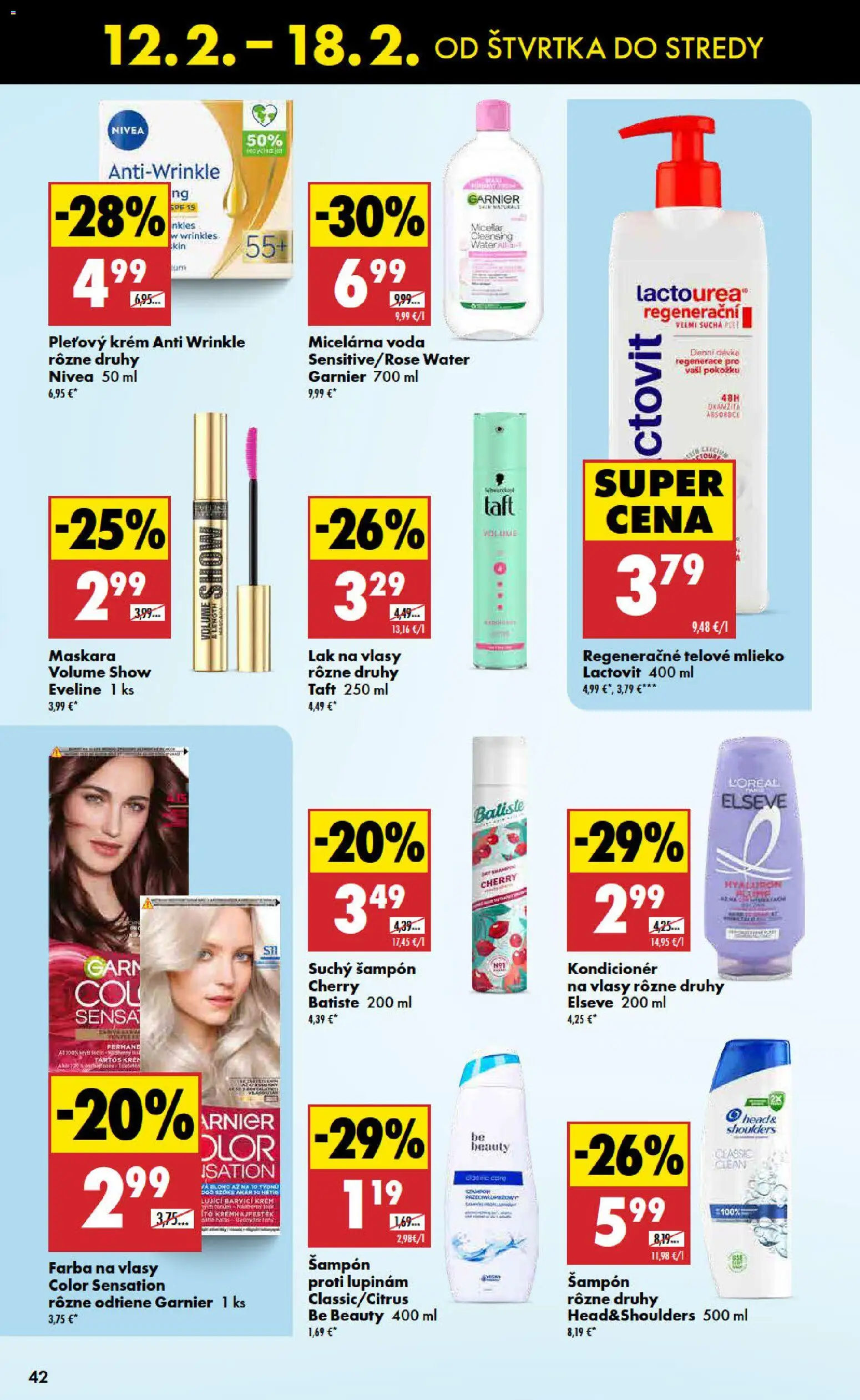 Nové Biedronka akcie – leták je platný od 12.02.2026 | Strana: 42 | Produkty: Nivea, Telové mlieko, Krém, Voda