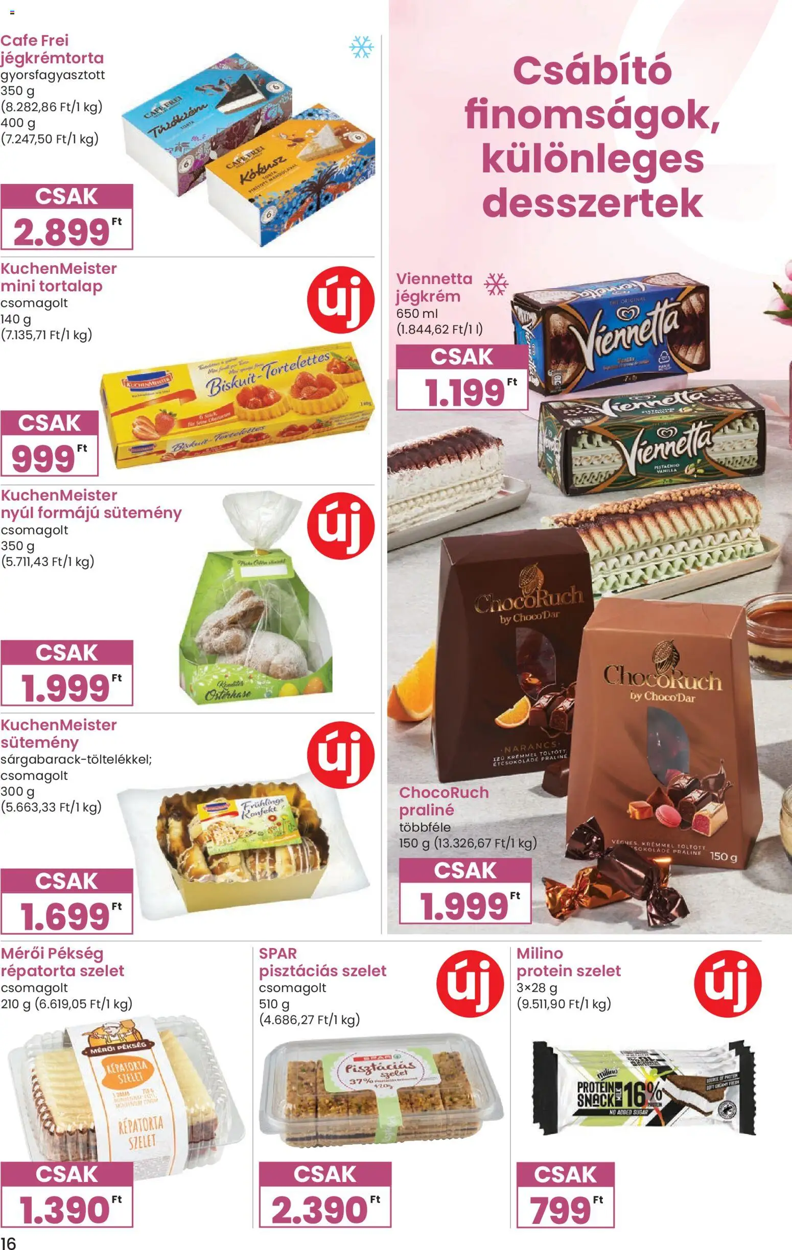Interspar akciós ujság - amely érvényes a következő dátumtól: 09.03.2026 | Oldal: 16 | Termékek: Protein, Praliné, Narancs, Jégkrém