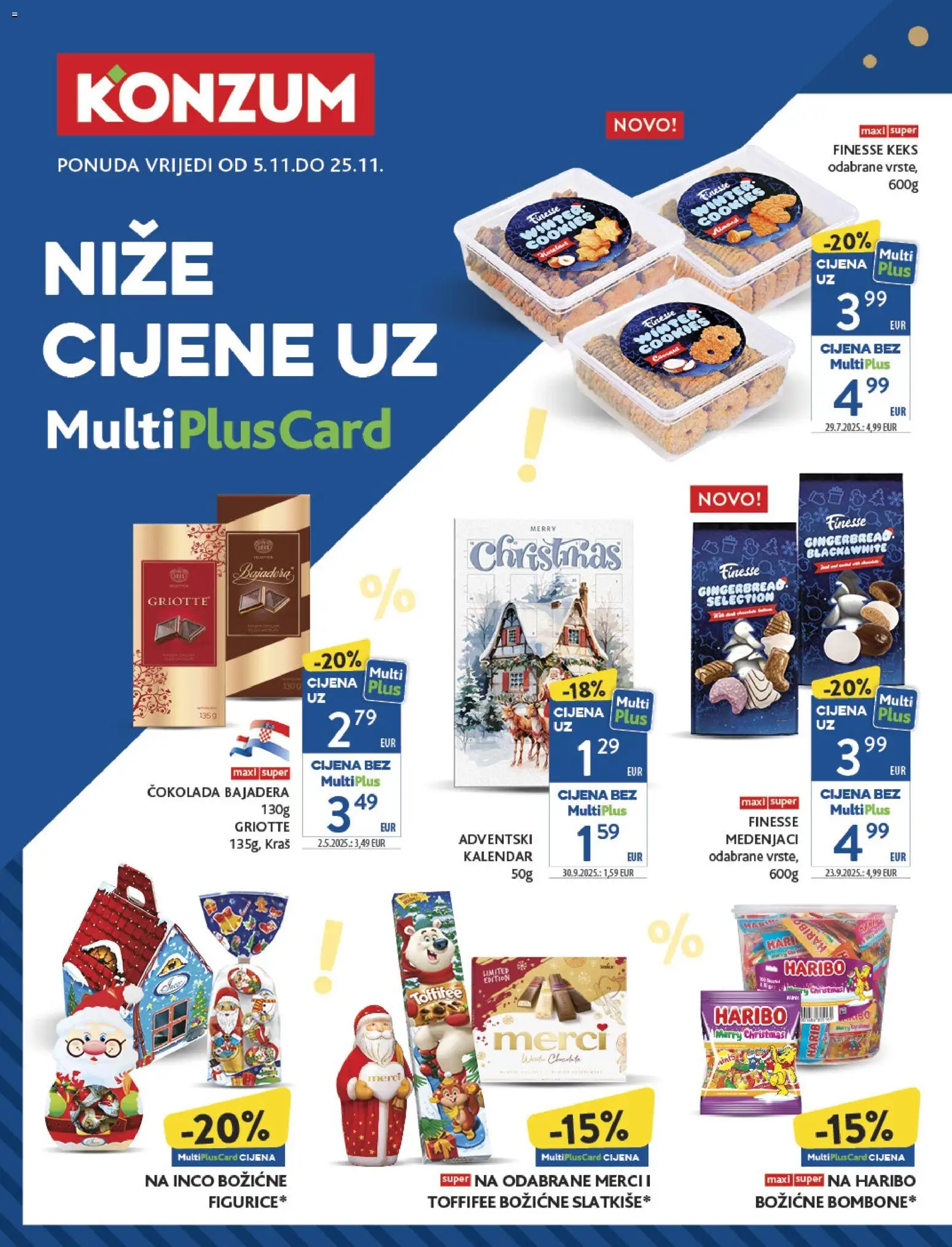 Konzum katalog | vrijedi od 05.11.2025 | Stranica: 1 | Proizvodi: Čokolada, Keks, Merci
