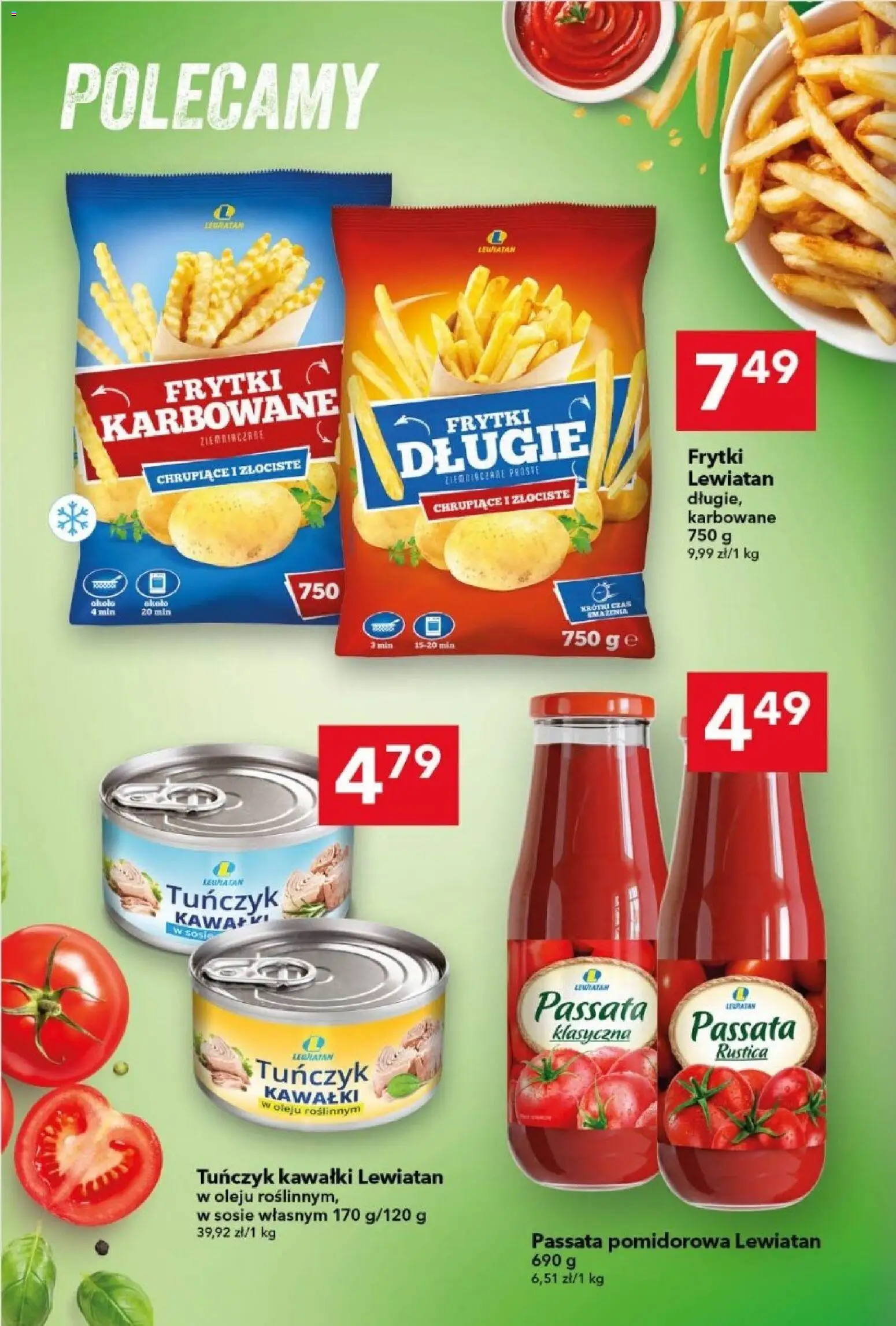 Lewiatan gazetka od 09.04.2026 | Strona: 8 | Produkty: Passata pomidorowa, Tuńczyk, Frytki karbowane, Frytki