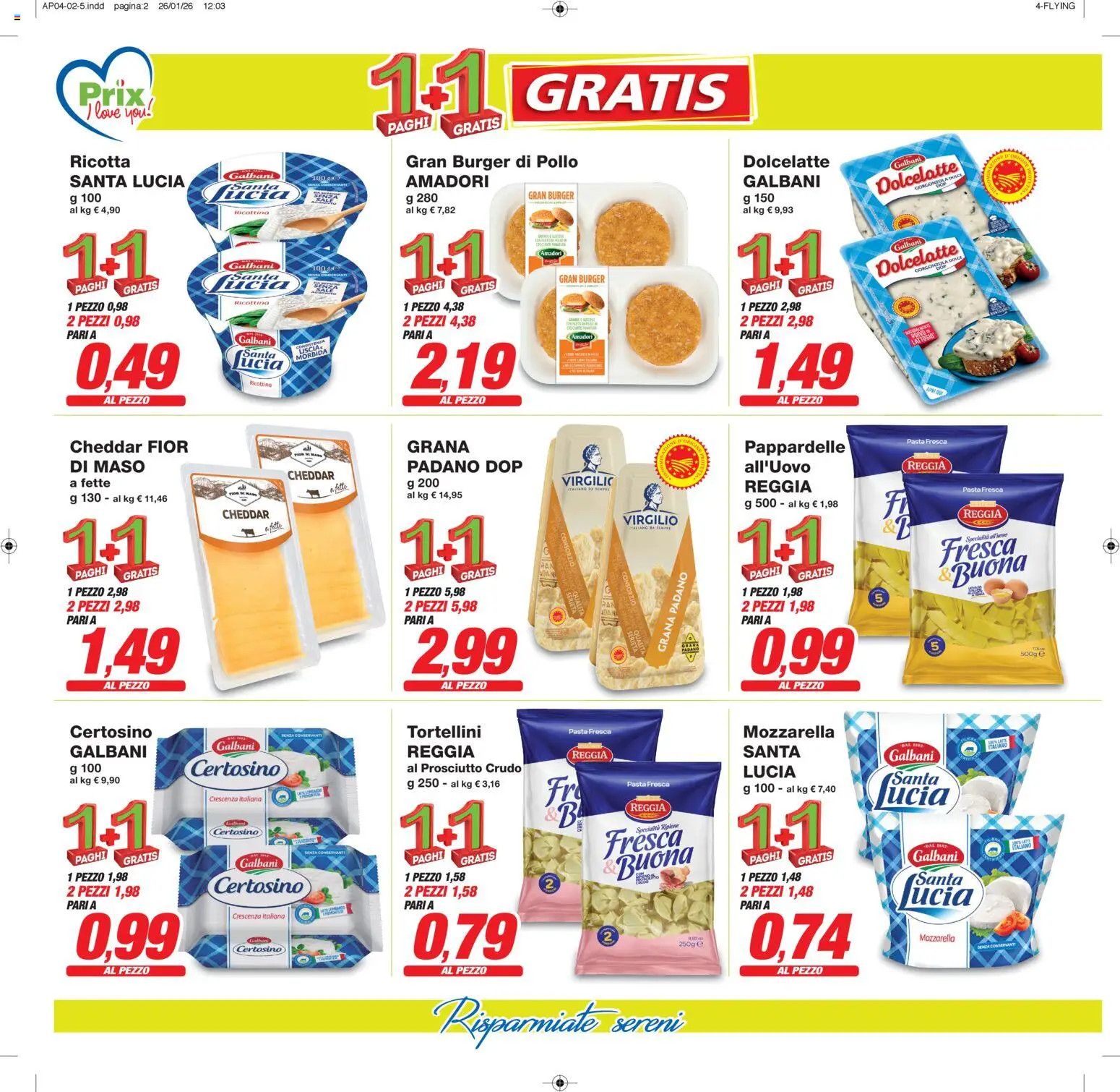 Volantino Prix del 03.02.2026 | Pagina: 2 | Prodotti: Sale, Latte, Grana Padano, Ricotta