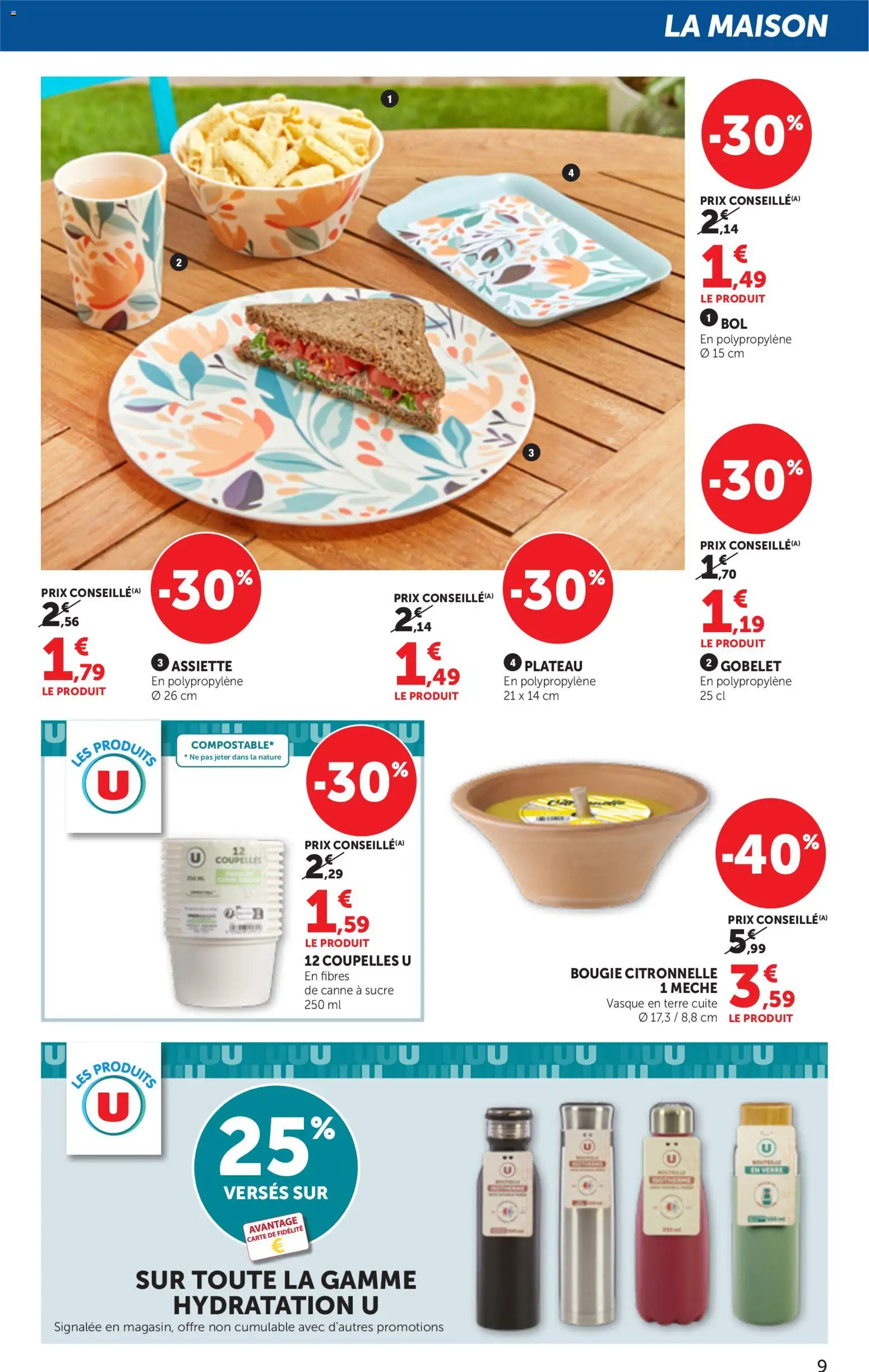 {H1} | Page: 9 | Produits: Sucre, Plateau, Bol, Citronnelle