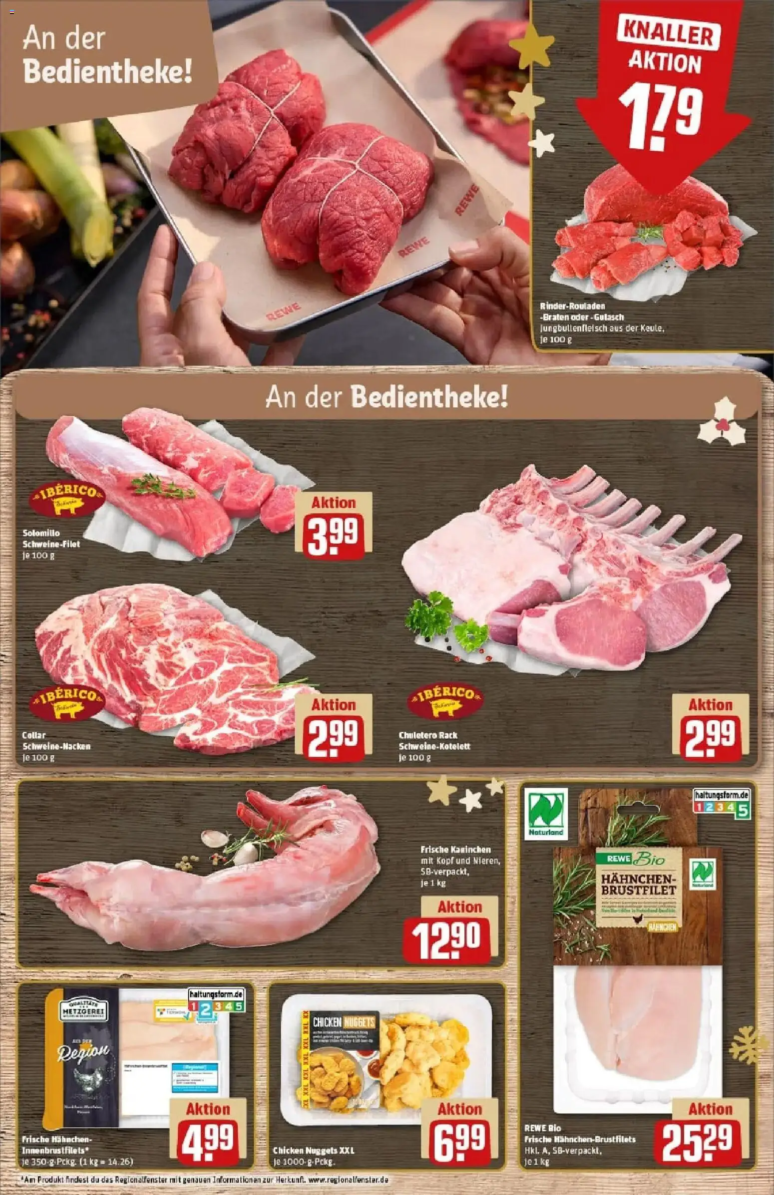 Rewe prospekt Rodgau/Dudenhofen	 – gültig ab 23.11.2025 | Seite: 10 | Produkte: Rinderrouladen, Kaninchen, Schweinenacken, Gulasch