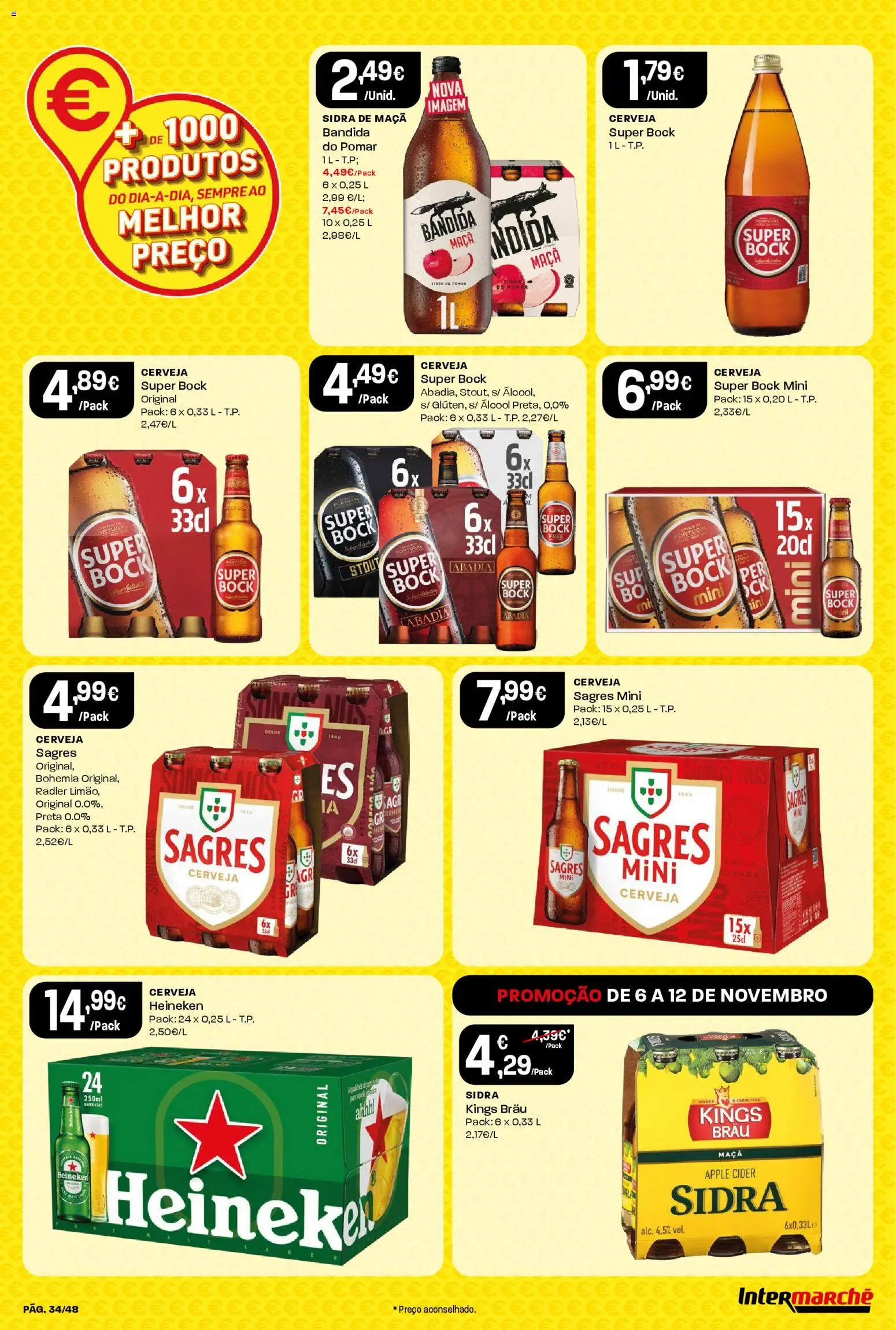 Intermarché folheto │ válido de 06.11.2025 | Página: 34 | Produtos: Super bock, Maça, Cerveja