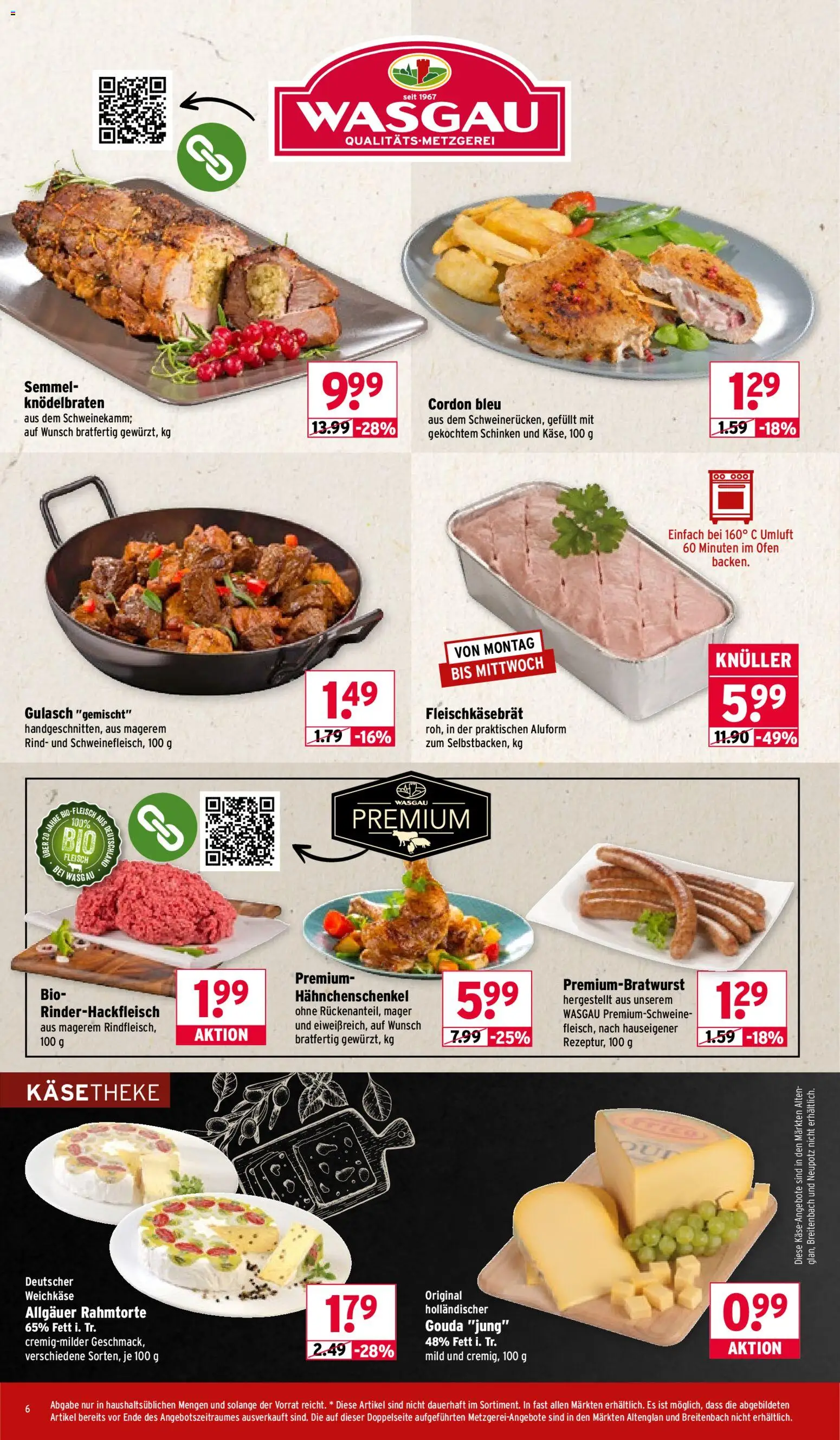 Wasgau Prospekt 	 – gültig ab 02.02.2026 | Seite: 6 | Produkte: Ofen, Hahnchenschenkel, Gouda, Schinken