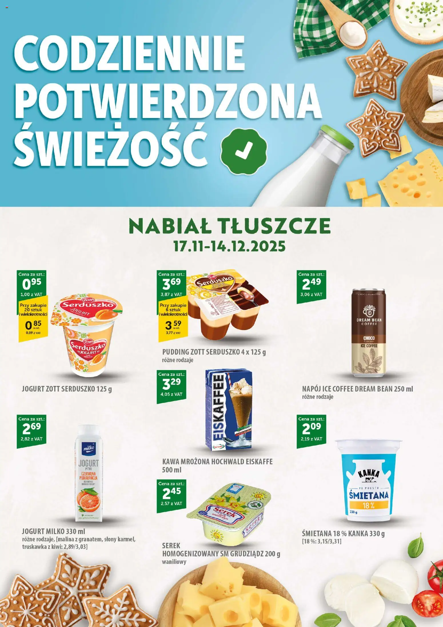Eurocash Gazetka - Codziennie Potwierdzona Świeżość od 17.11.2025 | Strona: 1 | Produkty: Kawa mrozona, Jogurt, Kawa, Kiwi
