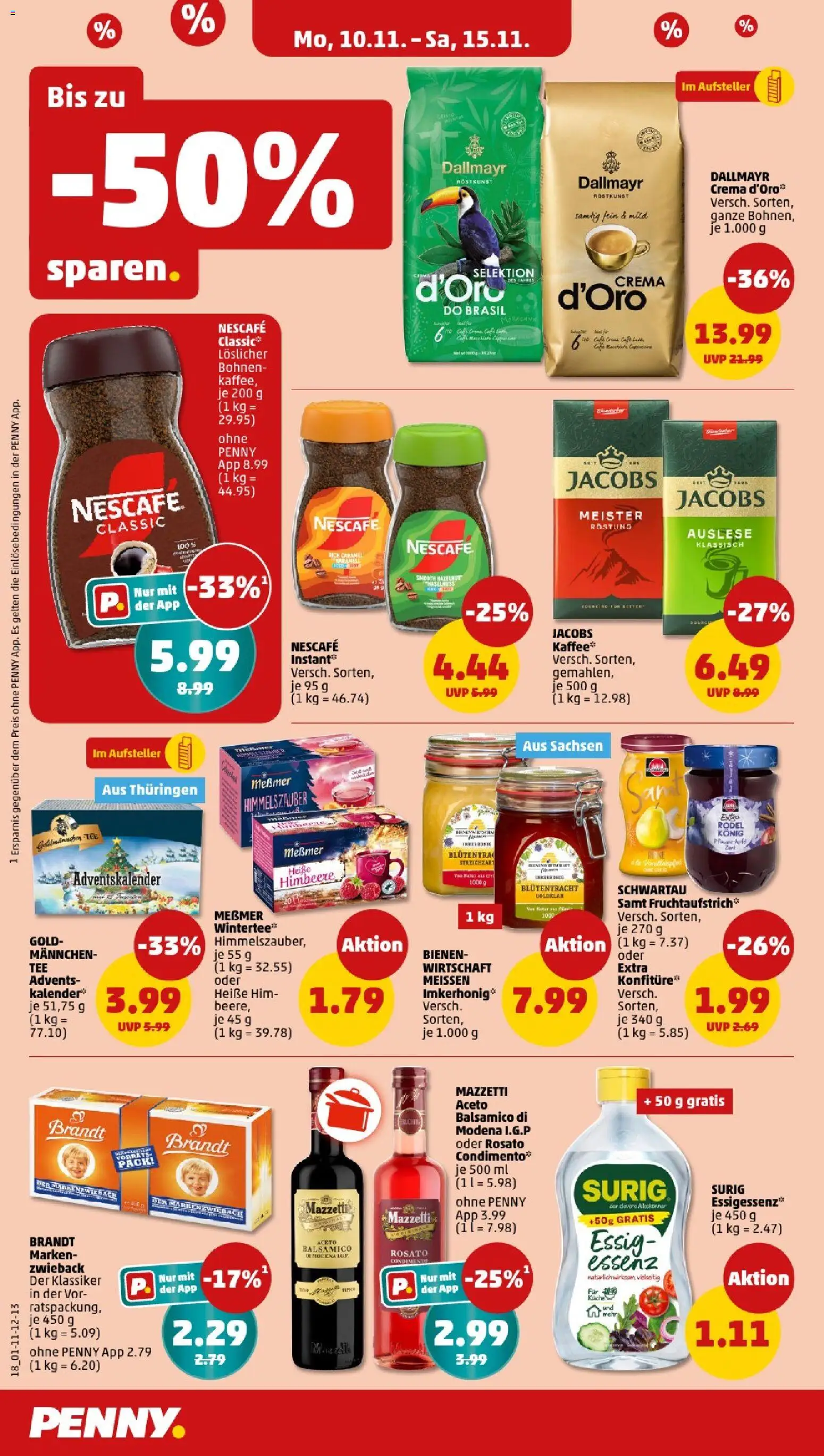 Penny - Sachsen – gültig ab 10.11.2025 | Seite: 18 | Produkte: Nescafe, Essig, Dallmayr, Himbeere
