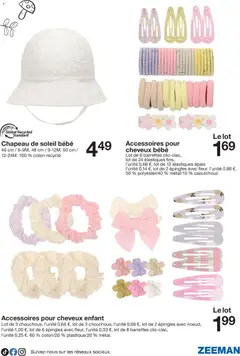 Zeeman - Prévisualisation de Zeeman catalogue Printemps valide à partir de 21.03.2026 | Page: 21 | Produits: Coton, Élastiques, Barrettes, Chapeau
