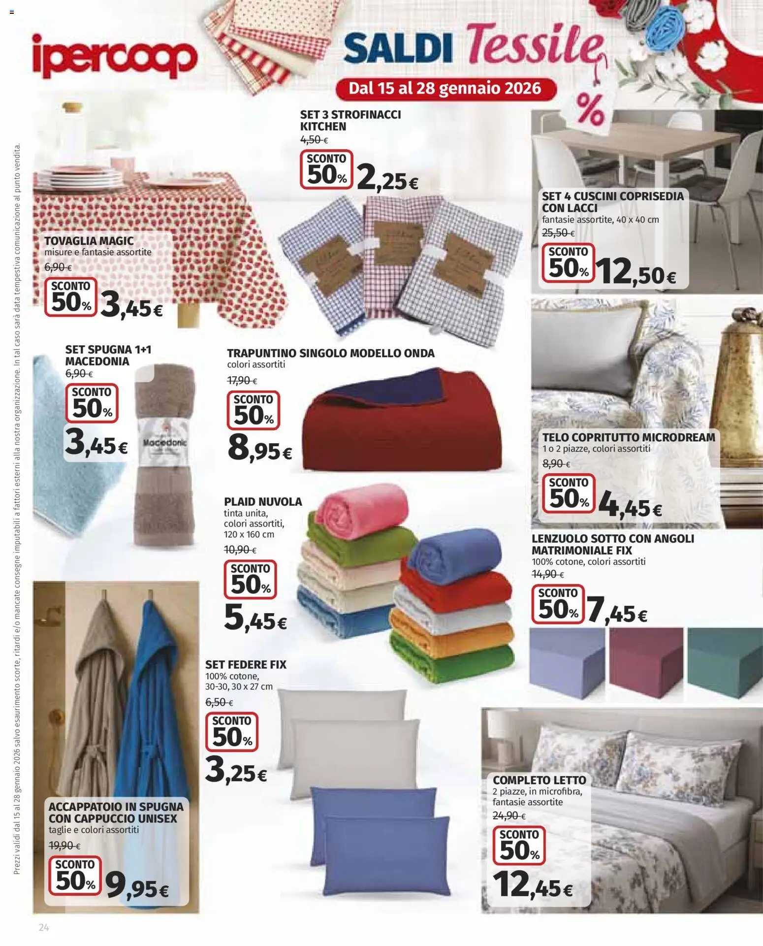 Volantino Ipercoop del 15.01.2026 | Pagina: 24 | Prodotti: Spugna, Plaid, Macedonia, Strofinacci