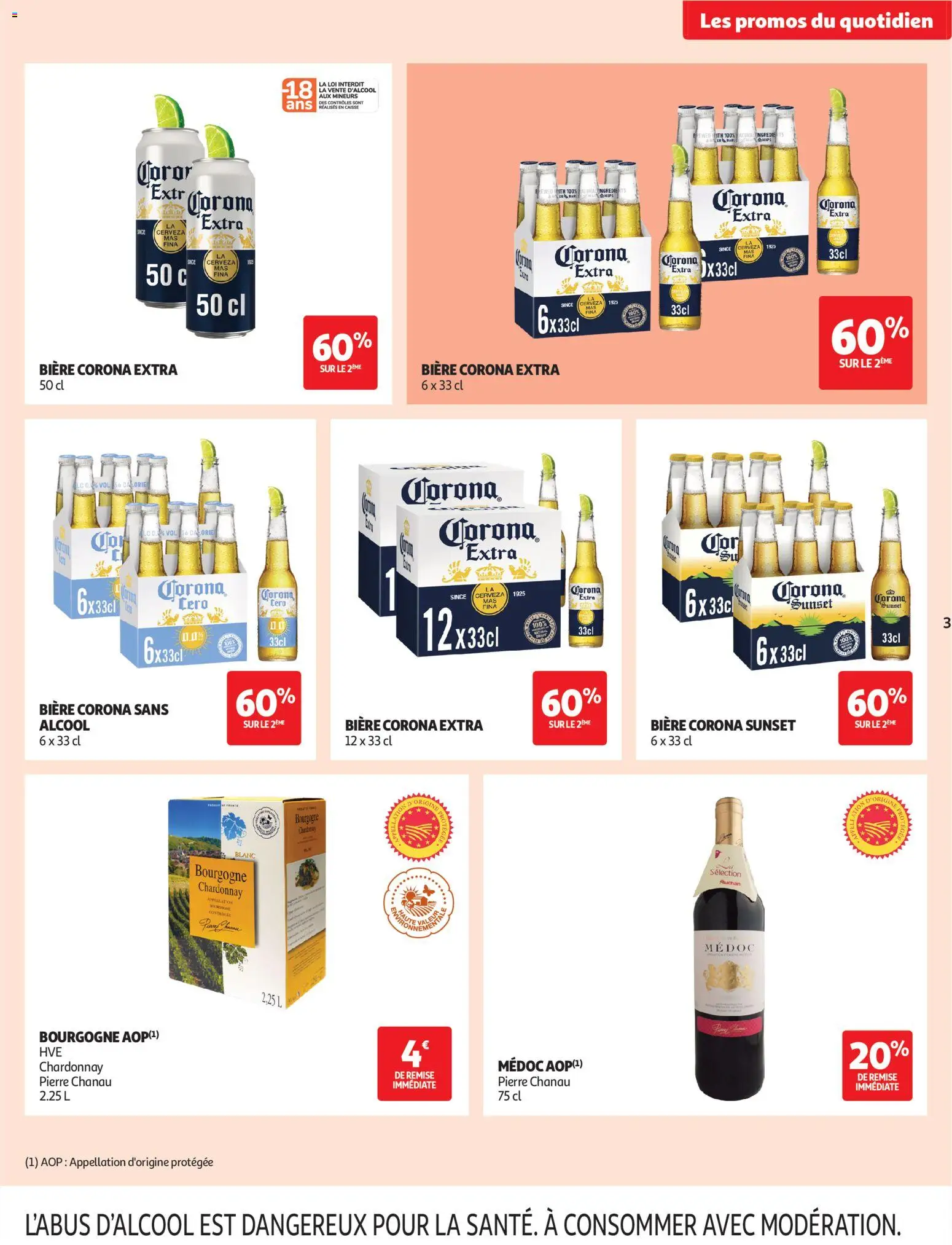 {H1} | Page: 3 | Produits: Alcool, Bière, Corona extra, Chips