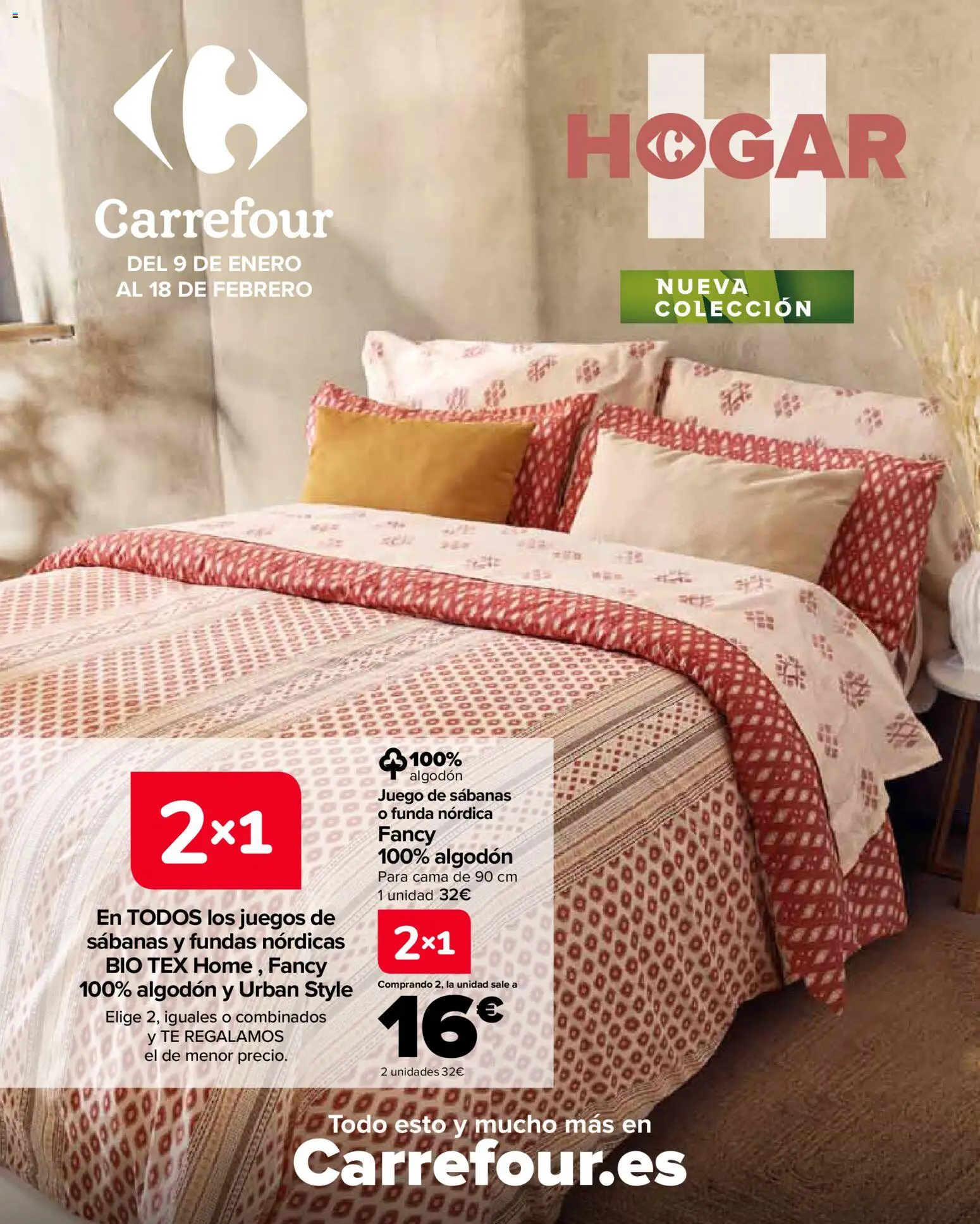 Carrefour folleto │ válido desde el 09.01.2026 | Página: 1 | Productos: Juego de sábanas, Té, Funda, Cama