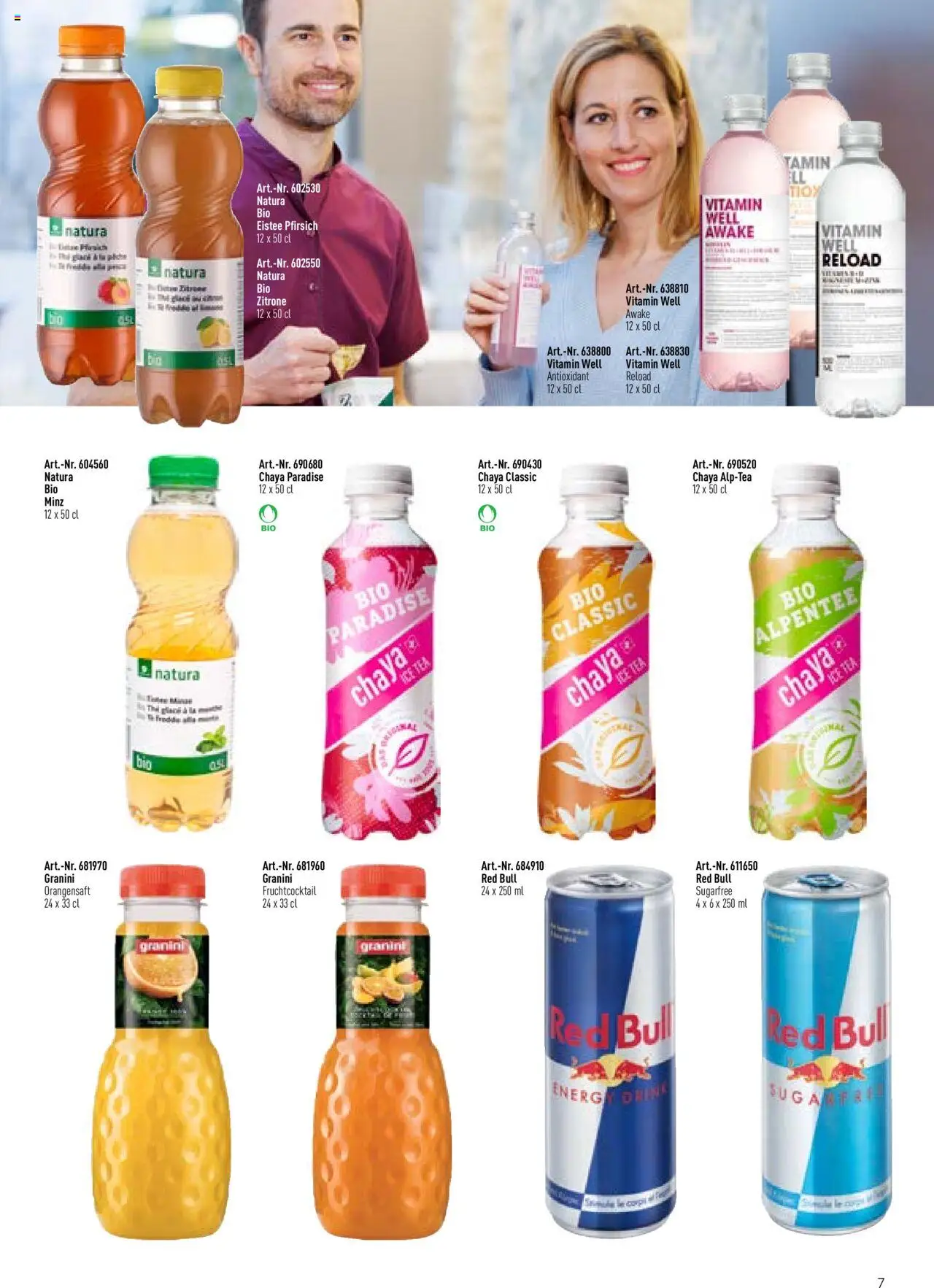 Prodega Aktionen Sortiments-Ideen für Kiosk und Shop ab 01.08.2024 | Seite: 7 | Produkte: Red bull, Orangensaft, Pfirsich, Zitrone