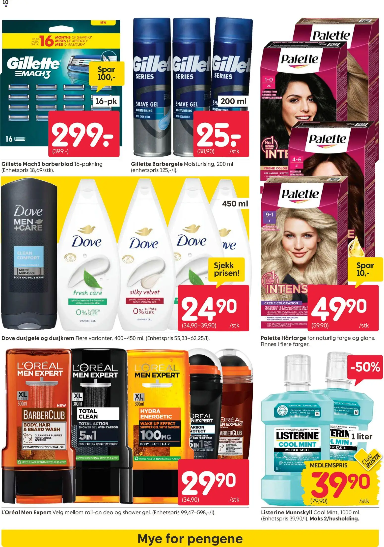 {H1} | Side: 10 | Produkter: Dusjgelé, Barberblad, Dusjkrem, Суміш дитяча