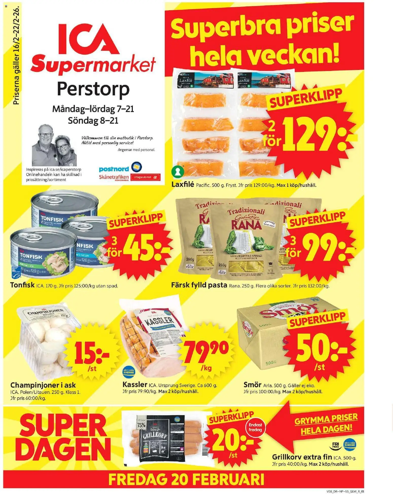 ICA Supermarket reklamblad aktuell från 16.02.2026 | Sida: 1