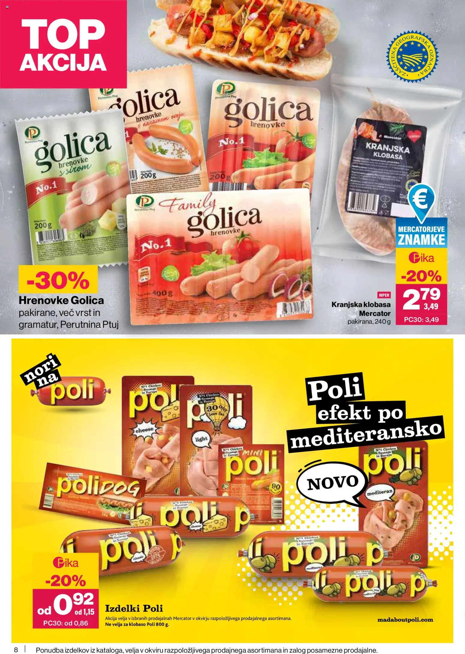 Novi Mercator katalog ponudbe – veljaven od 23.04.2026 | Stran: 8 | Izdelki: Hrenovke
