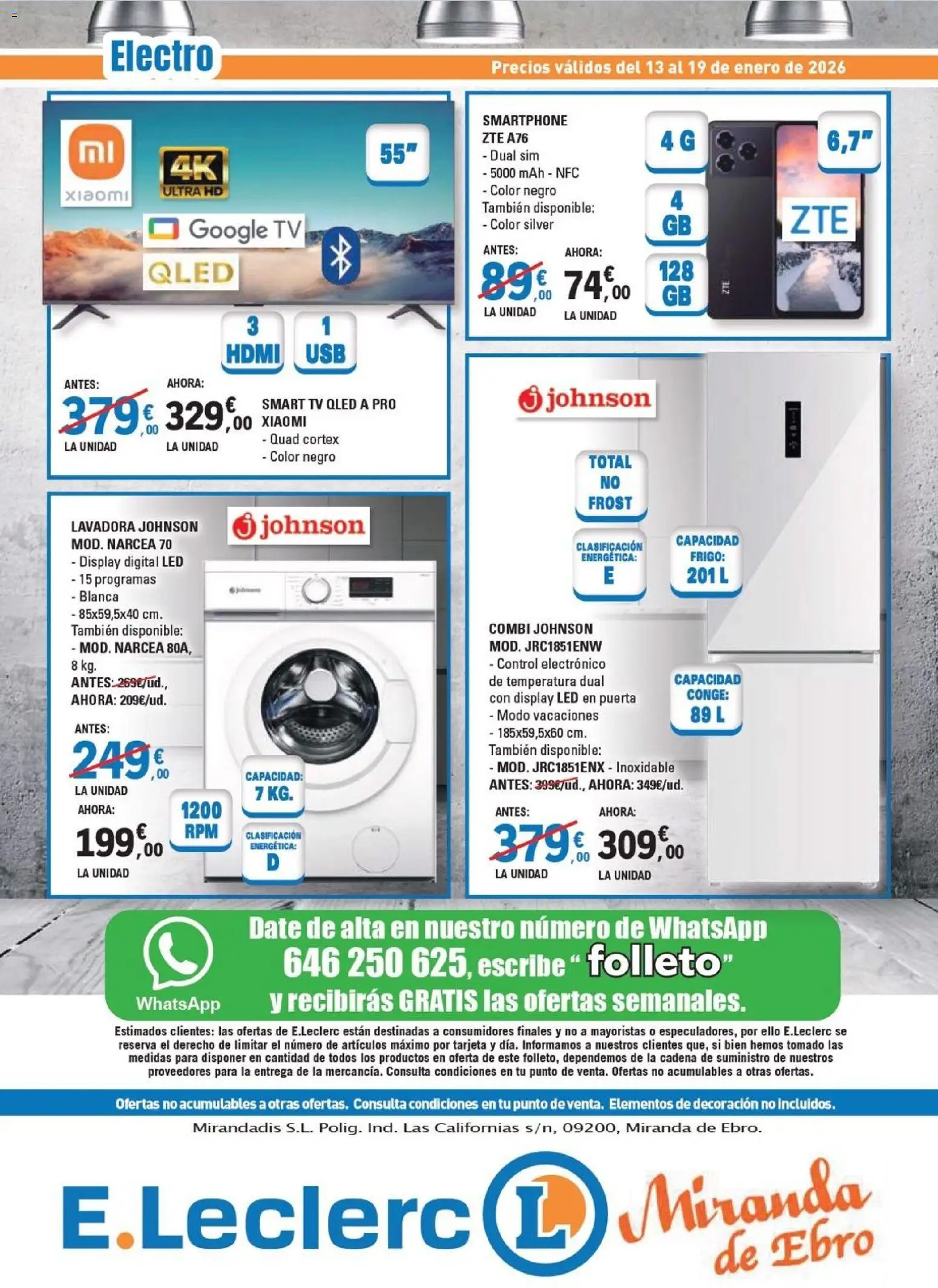 E.Leclerc folleto │ válido desde el 13.01.2026 | Página: 16 | Productos: Smartphone, Lavadora, Combi
