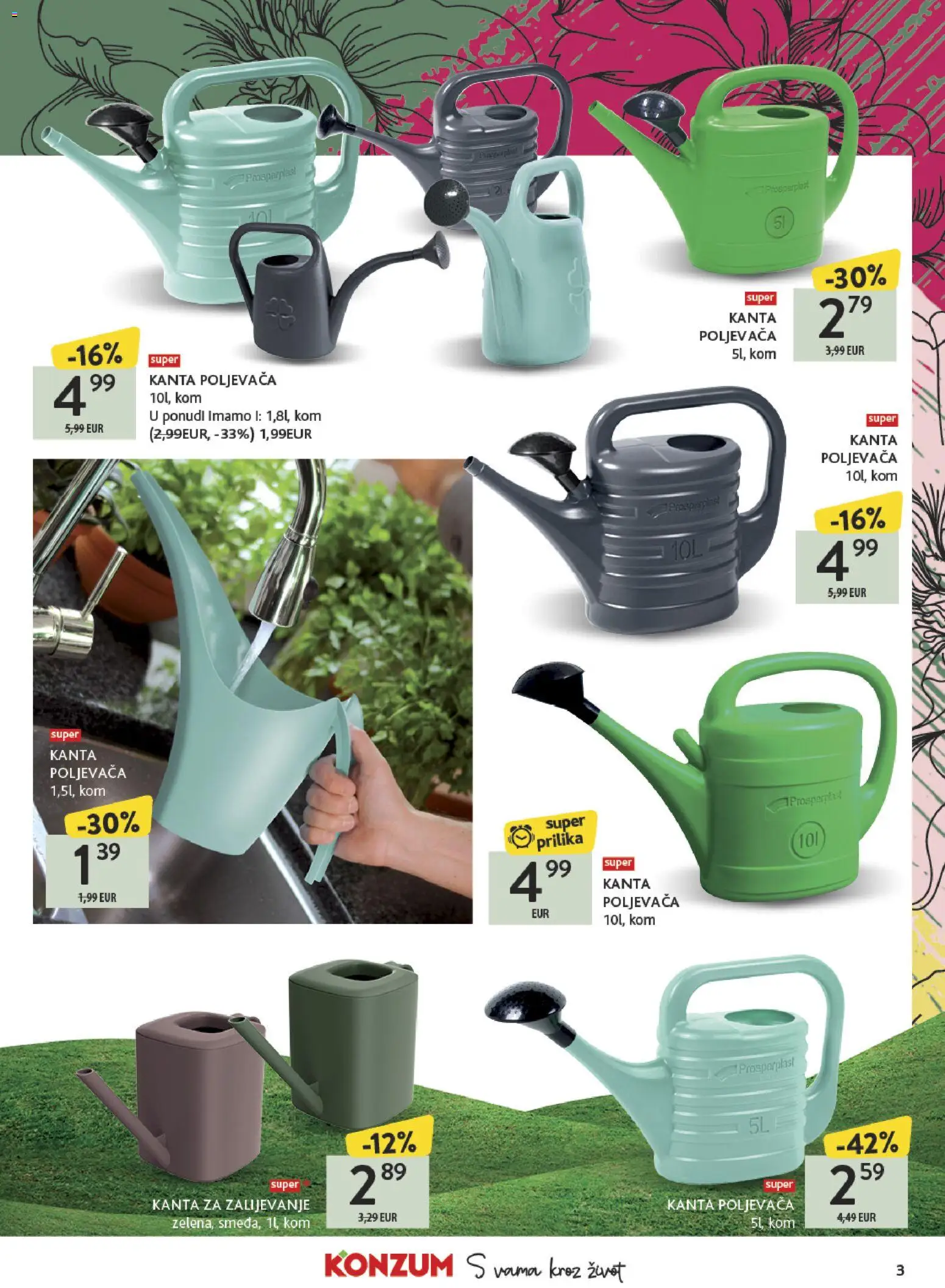 Konzum katalog | vrijedi od 23.03.2026 | Stranica: 3 | Proizvodi: Kanta za zalijevanje